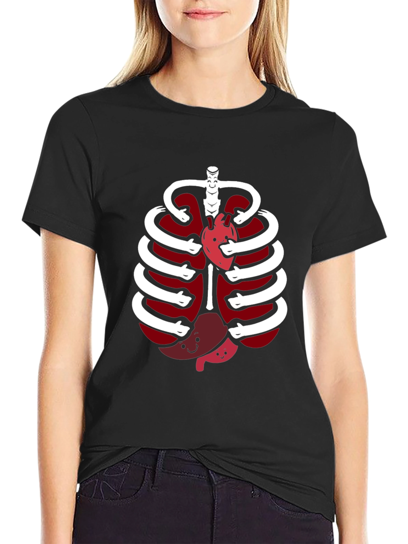 Funny Anatomy Rib Cage Heart Stomach T-Shirt