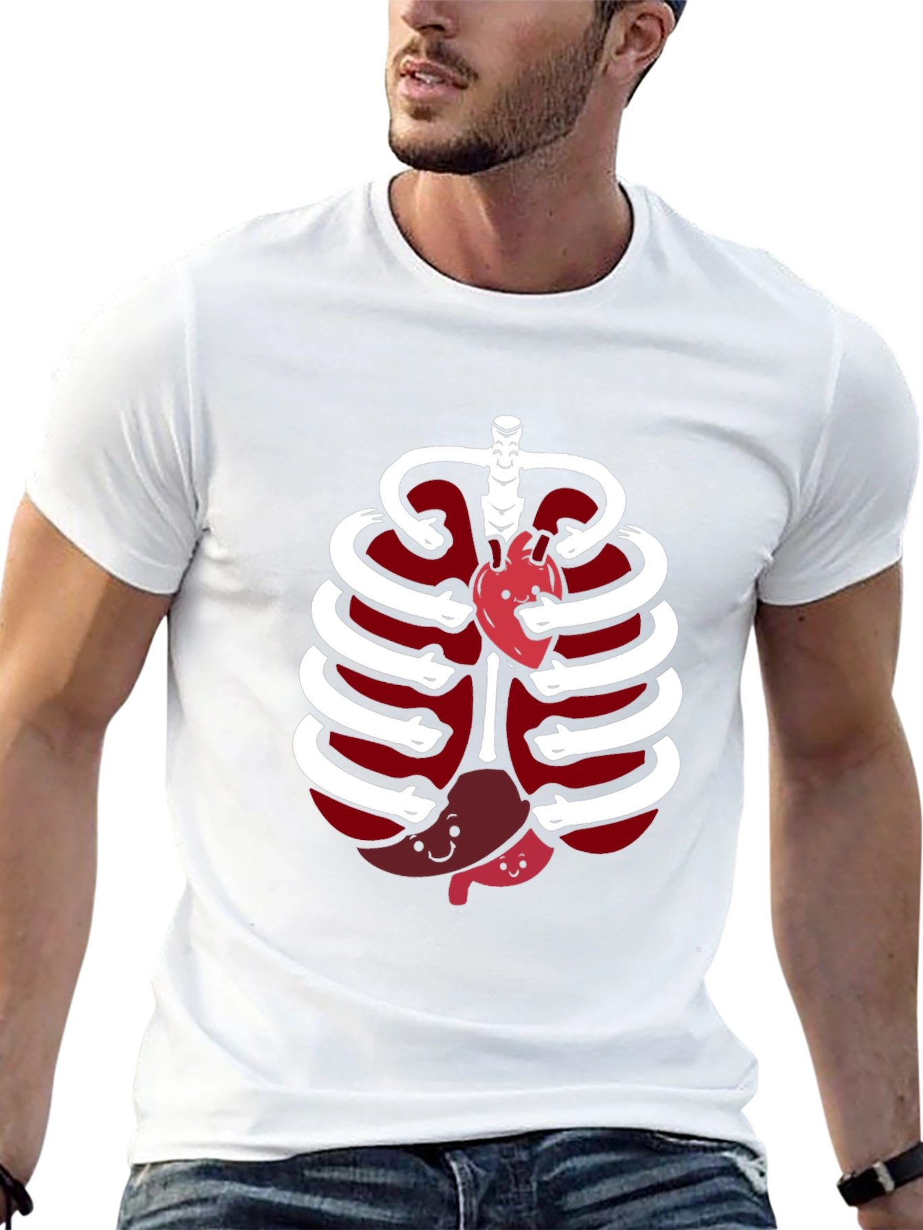 Funny Anatomy Rib Cage Heart Stomach T-Shirt