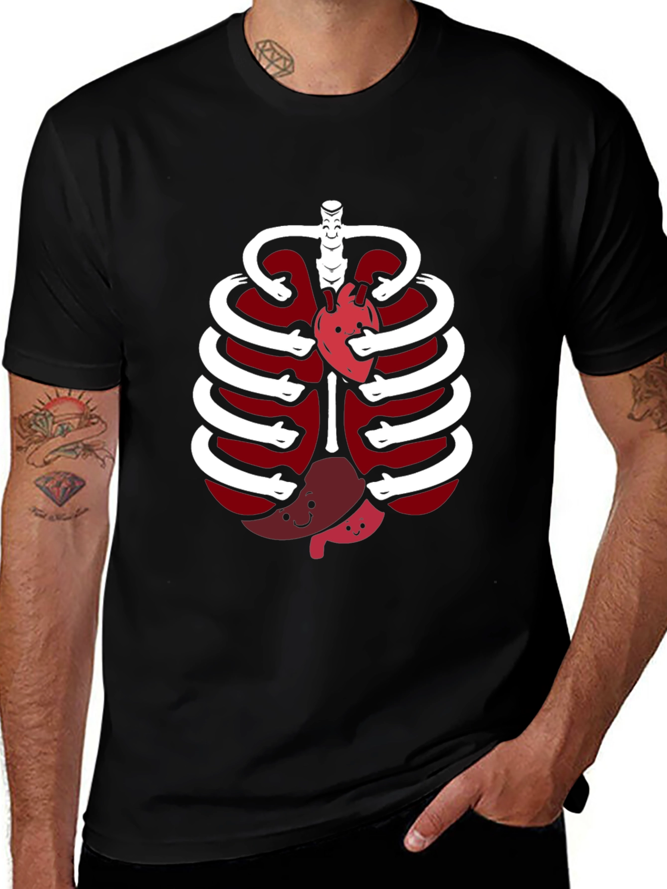 Funny Anatomy Rib Cage Heart Stomach T-Shirt