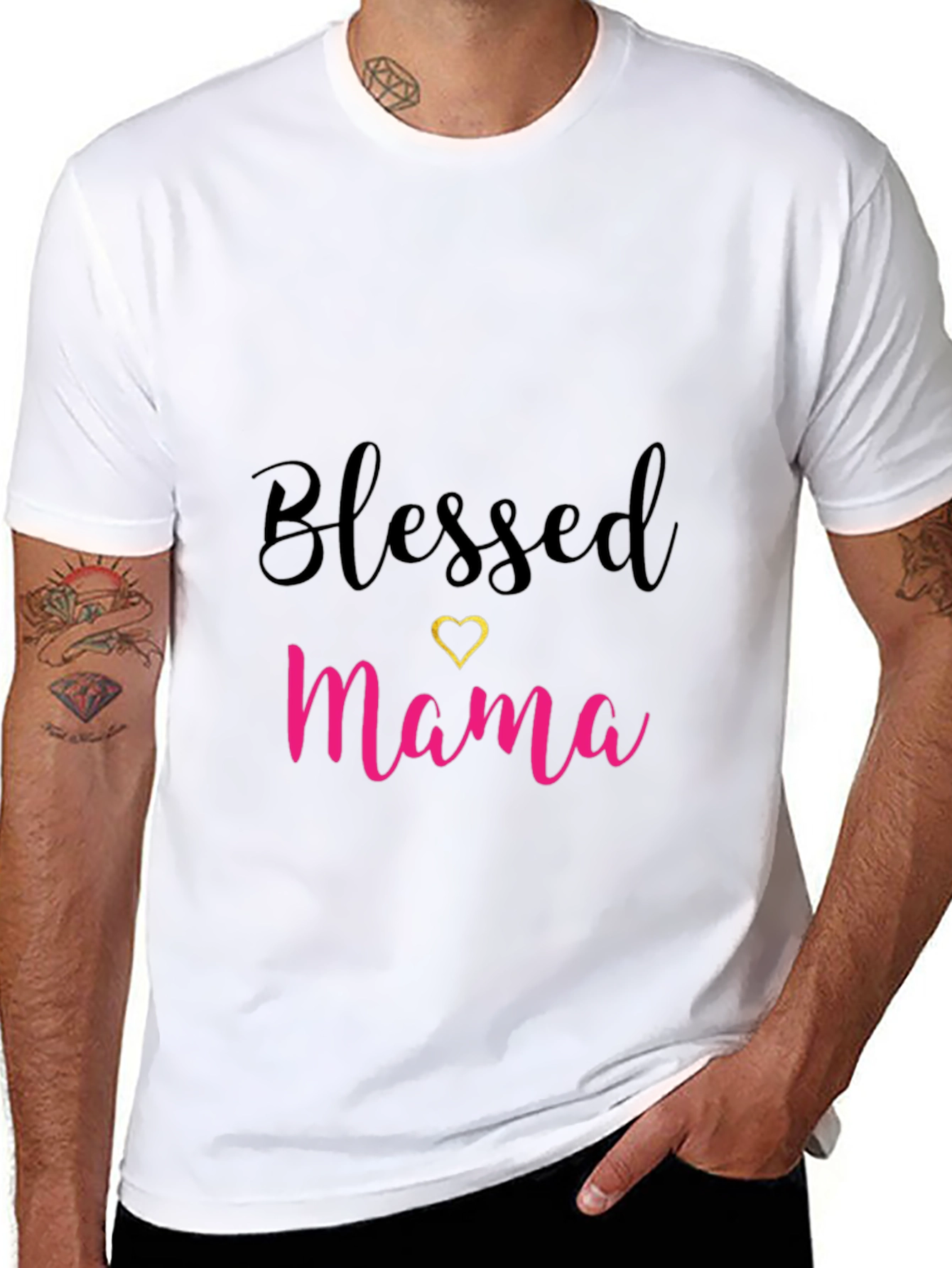 Blessed Mama Black T-Shirt with Heart
