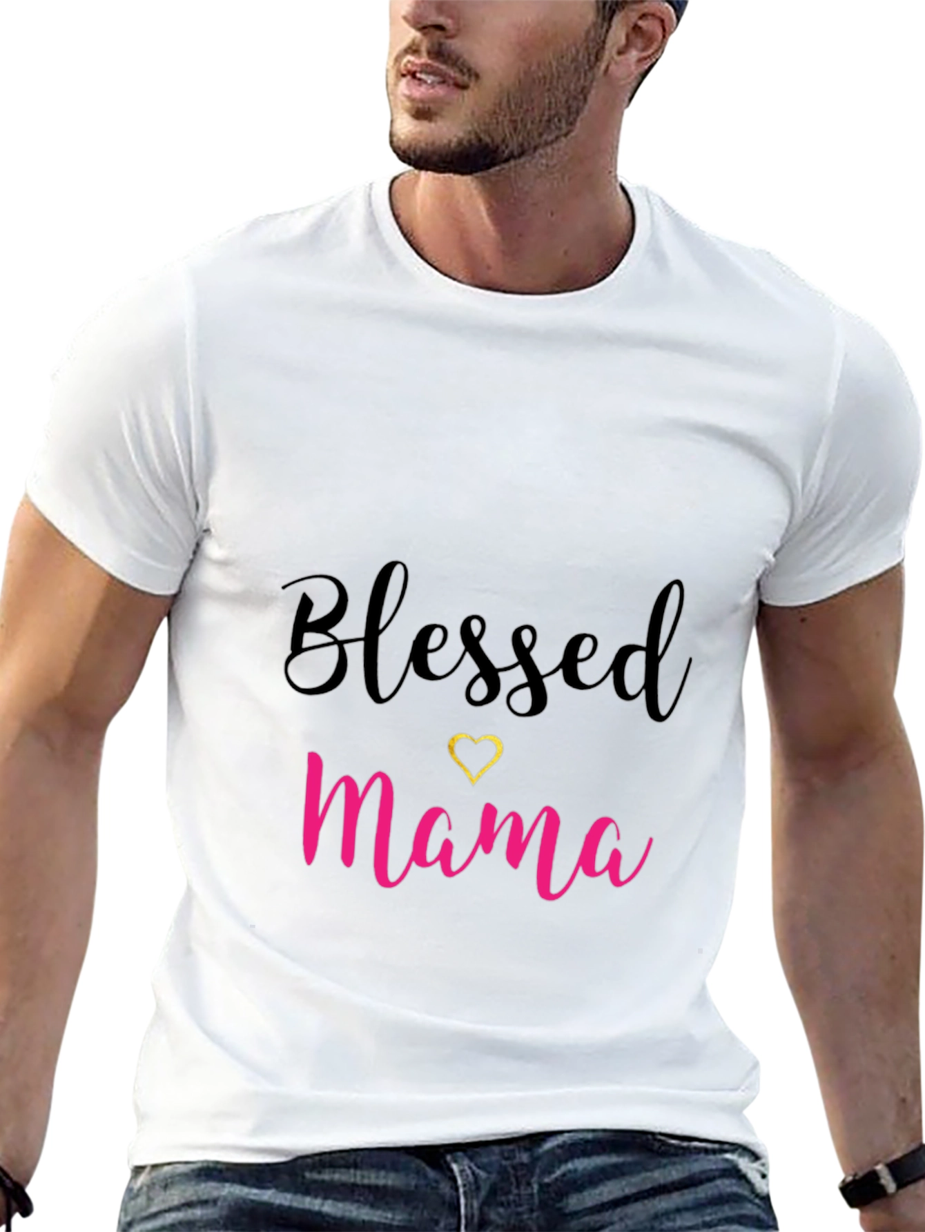 Blessed Mama Black T-Shirt with Heart