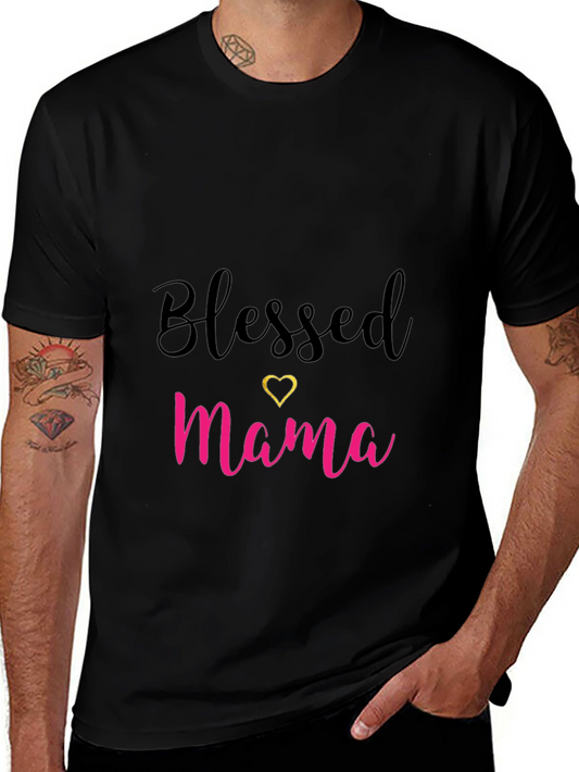 Blessed Mama Black T-Shirt with Heart