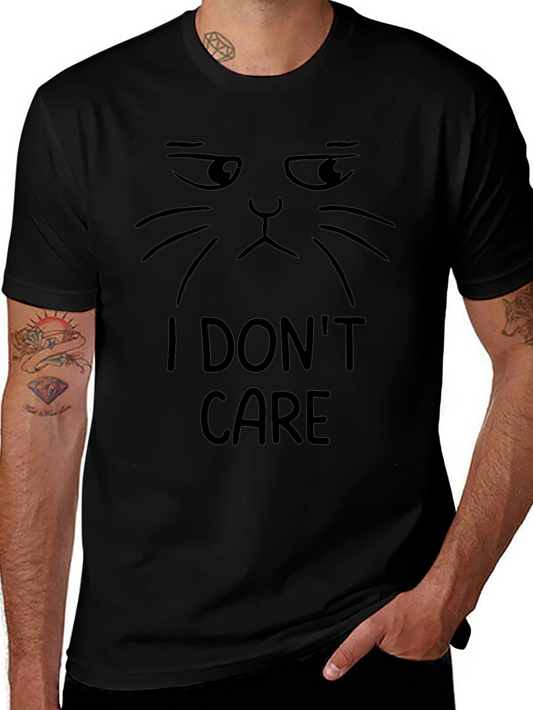 I Dont Care Cat T-Shirt - Black Funny Graphic Tee