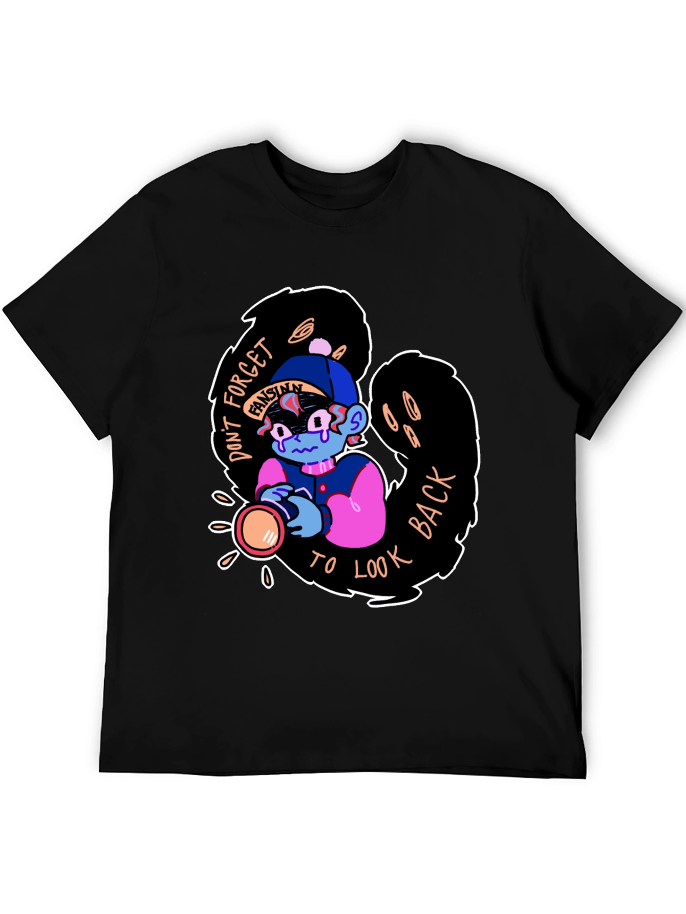 Dont Forget to Look Back Black Graphic Tee