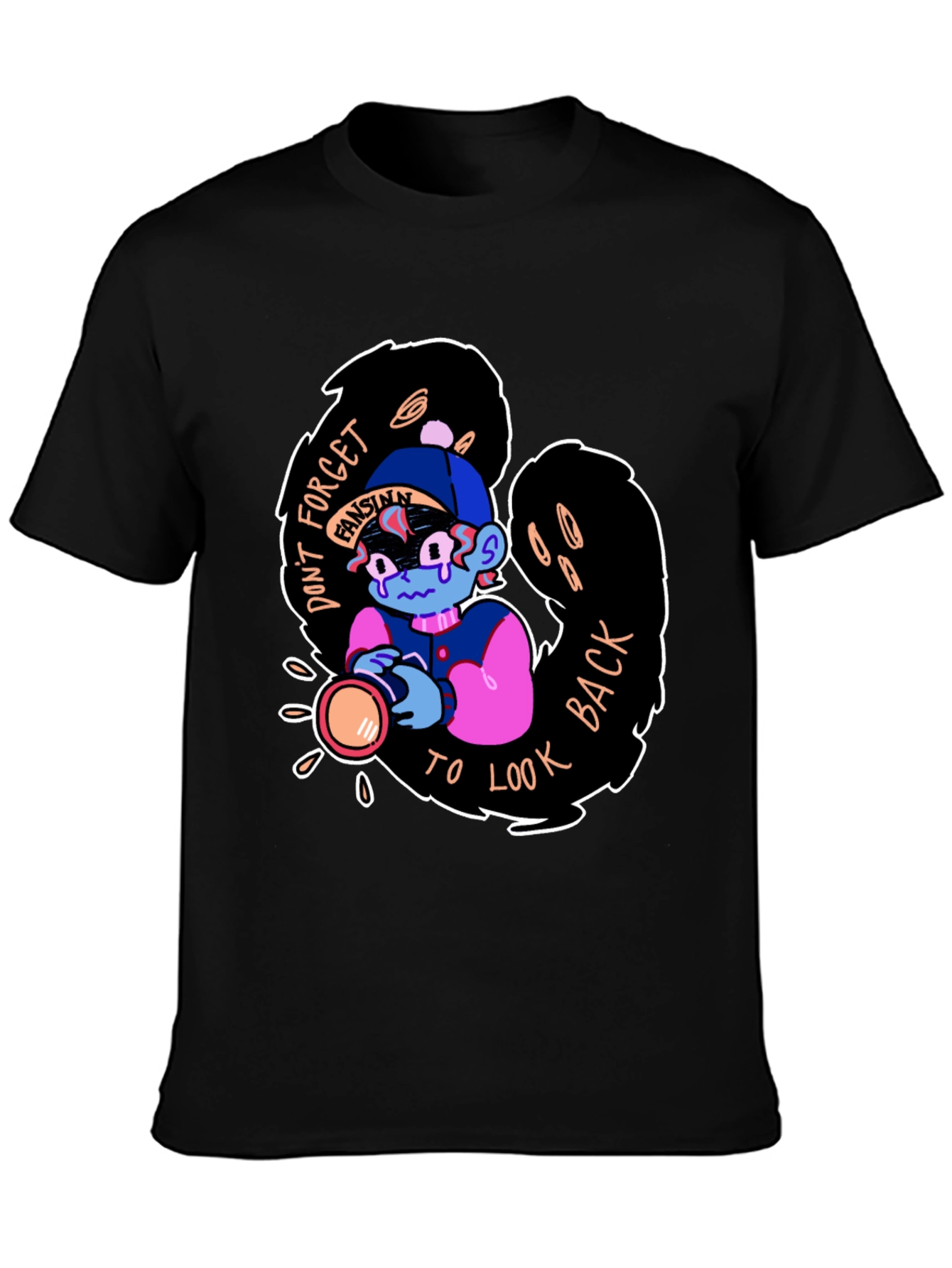 Dont Forget to Look Back Black Graphic Tee