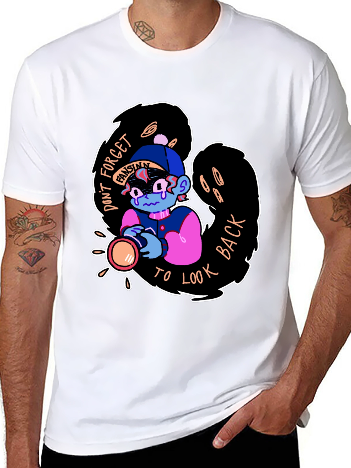 Dont Forget to Look Back Black Graphic Tee
