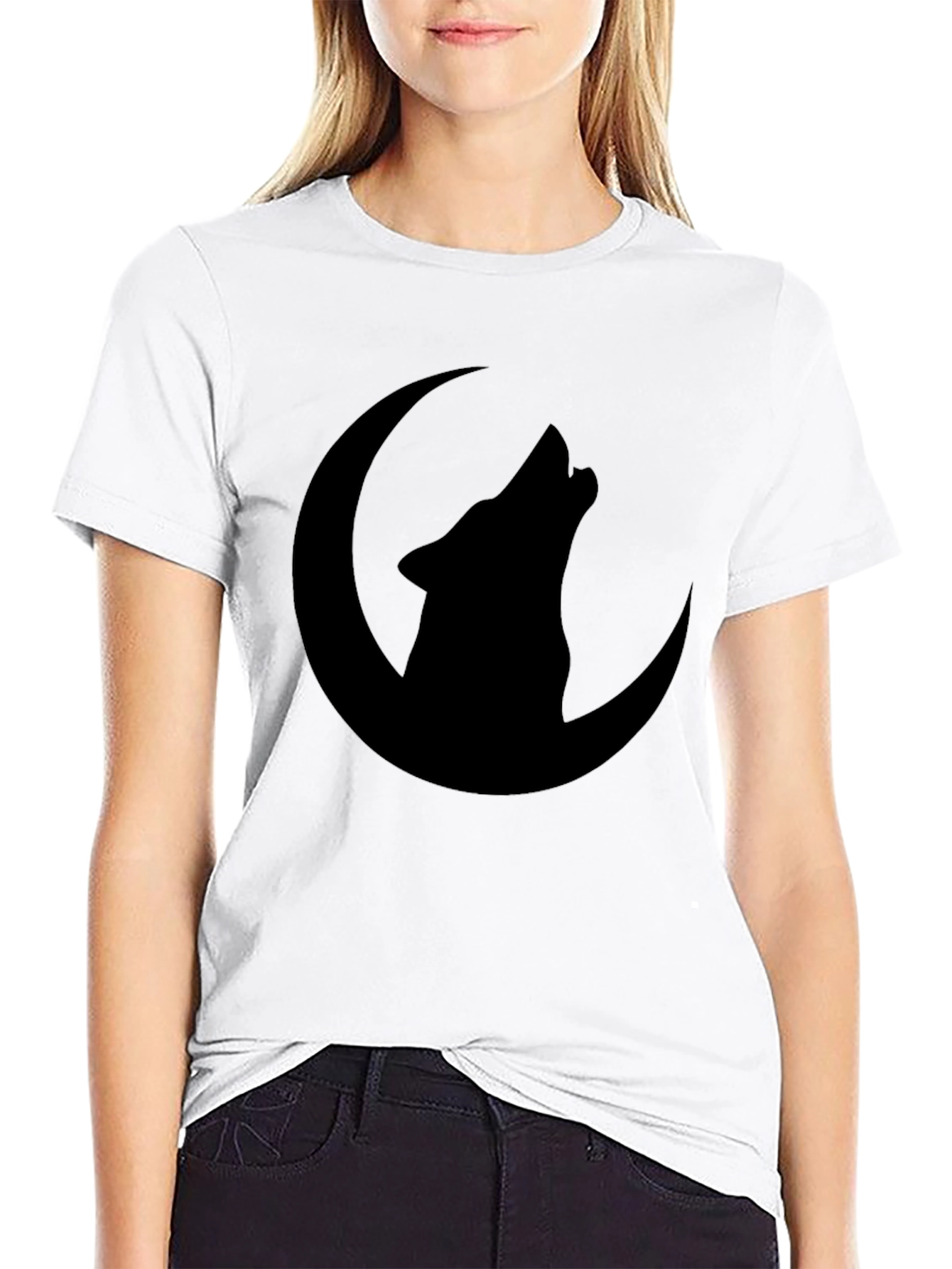 Wolf Moon Graphic Tee - Black Cotton T-Shirt