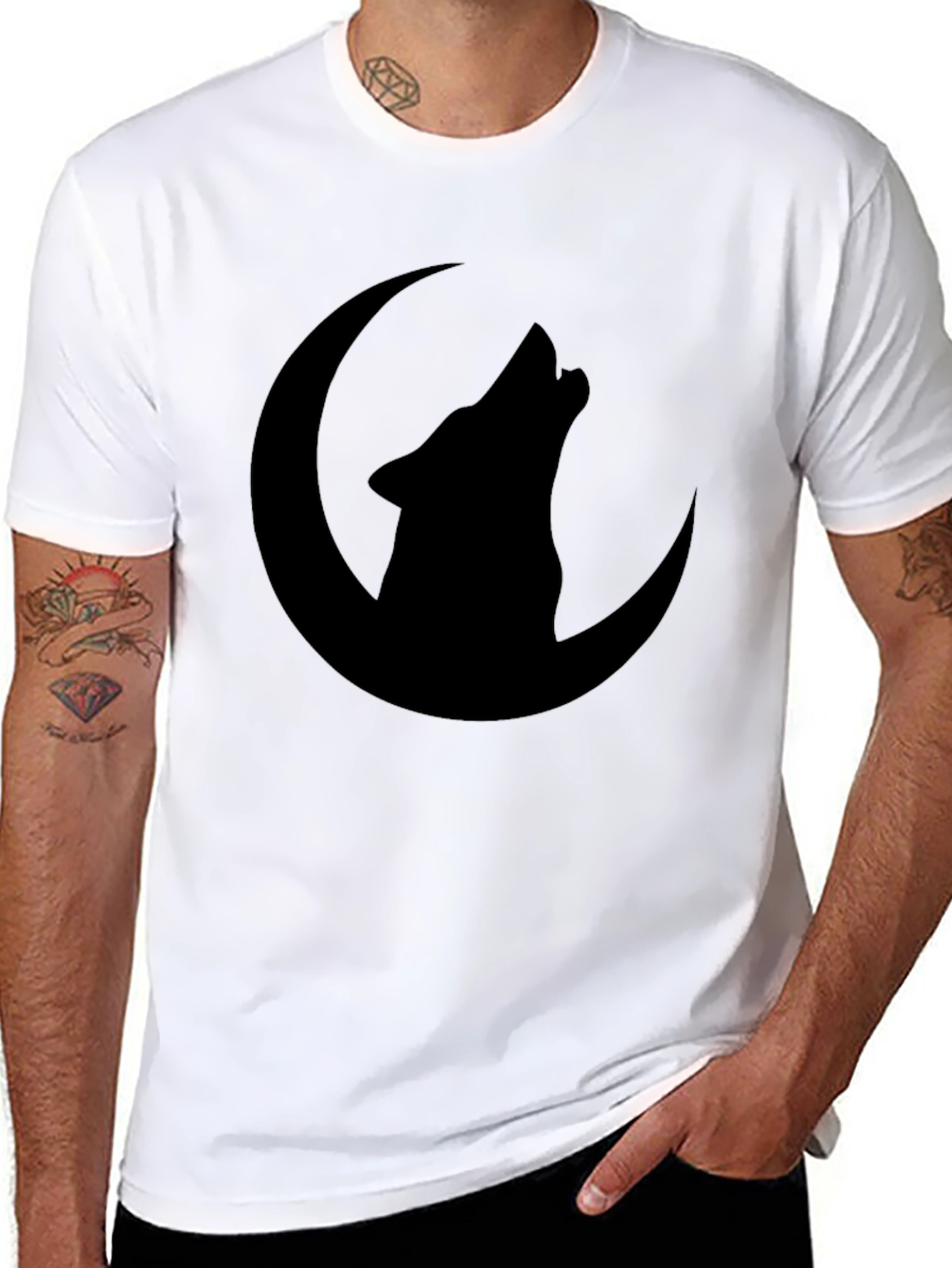 Wolf Moon Graphic Tee - Black Cotton T-Shirt