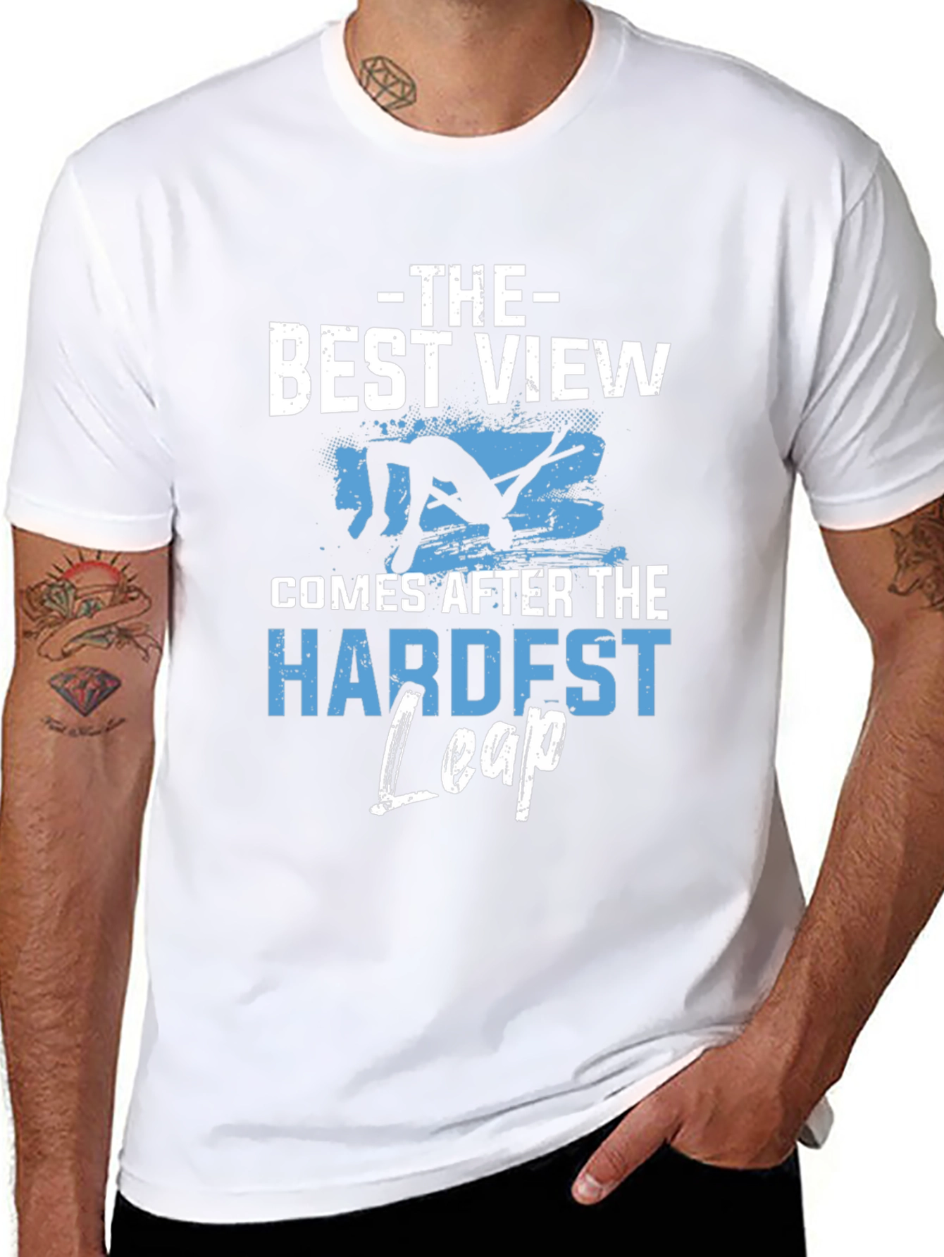 Motivational T-Shirt: Best View Hardest Leap Black Tee