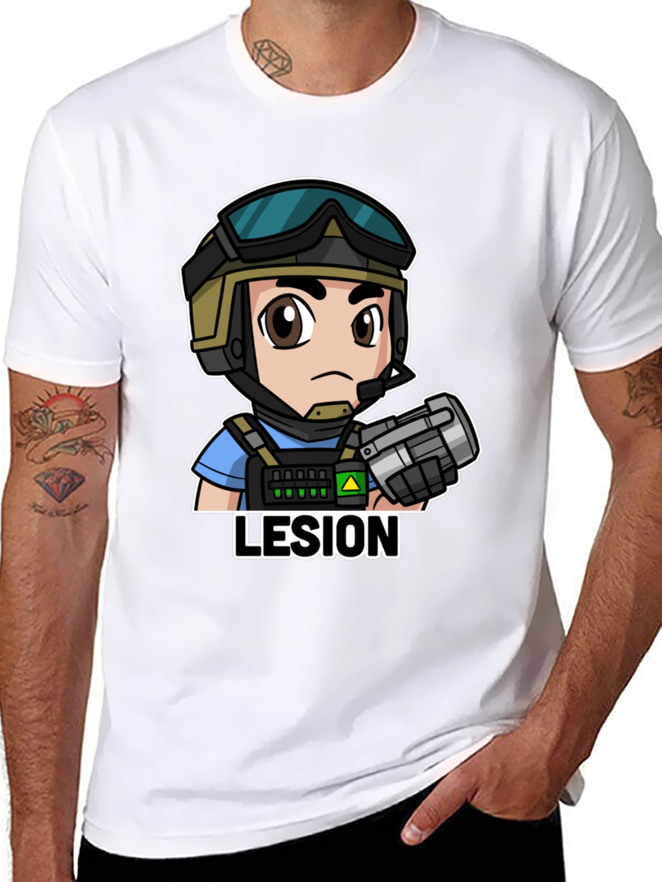 Lesion Cartoon Graphic Tee - Black Cotton T-Shirt