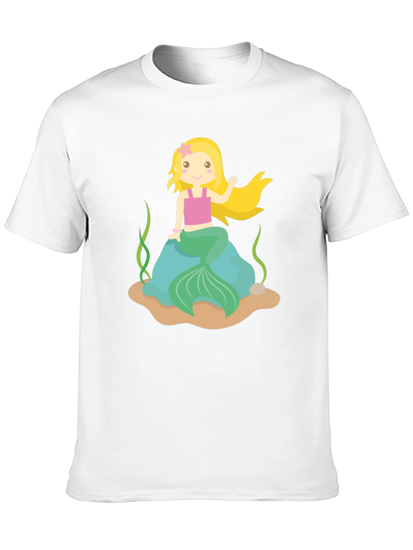 Mermaid Graphic Tee - Black Cotton Shirt