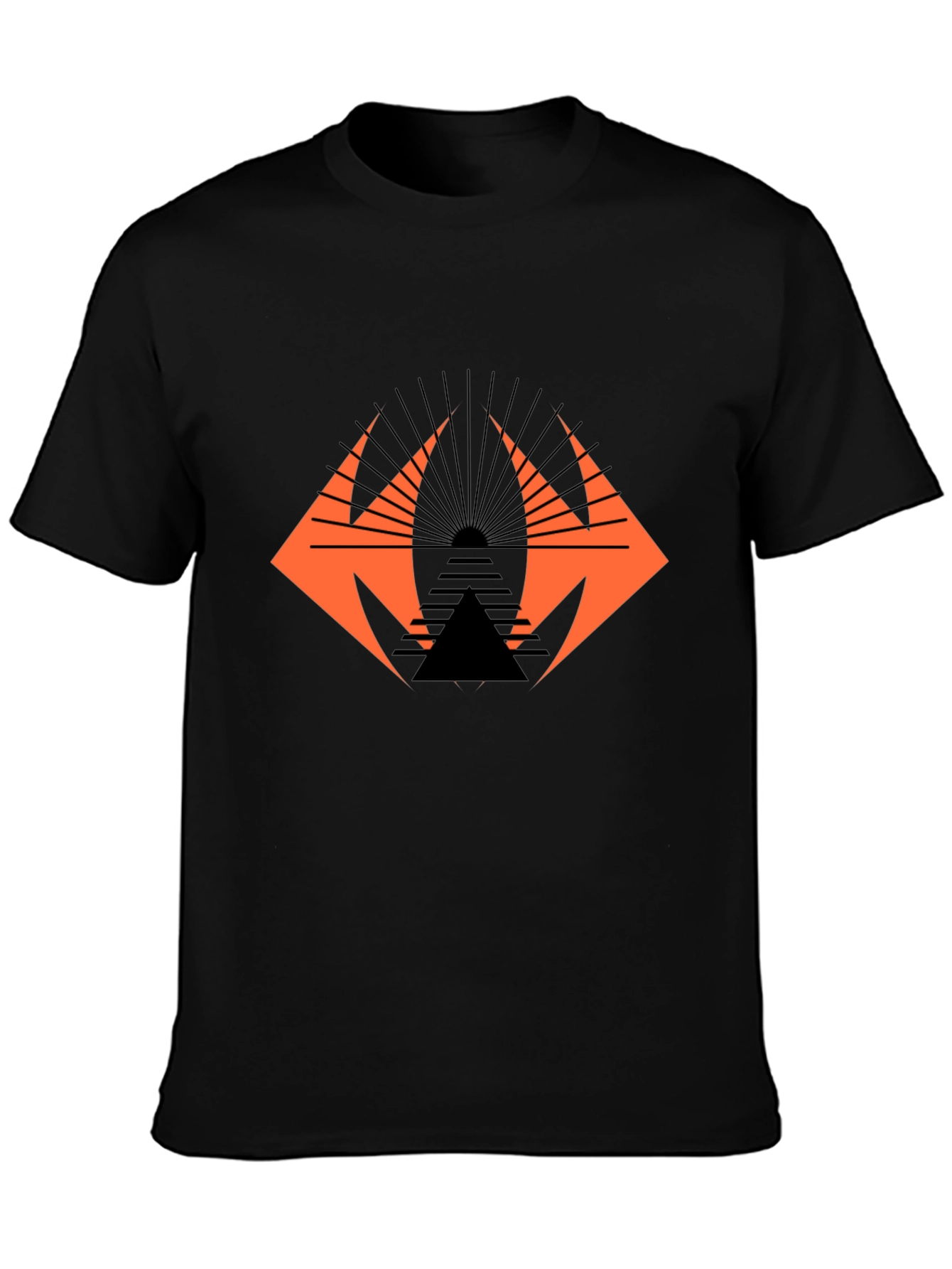 Geometric Graphic Tee - Edgy Black Cotton T-Shirt