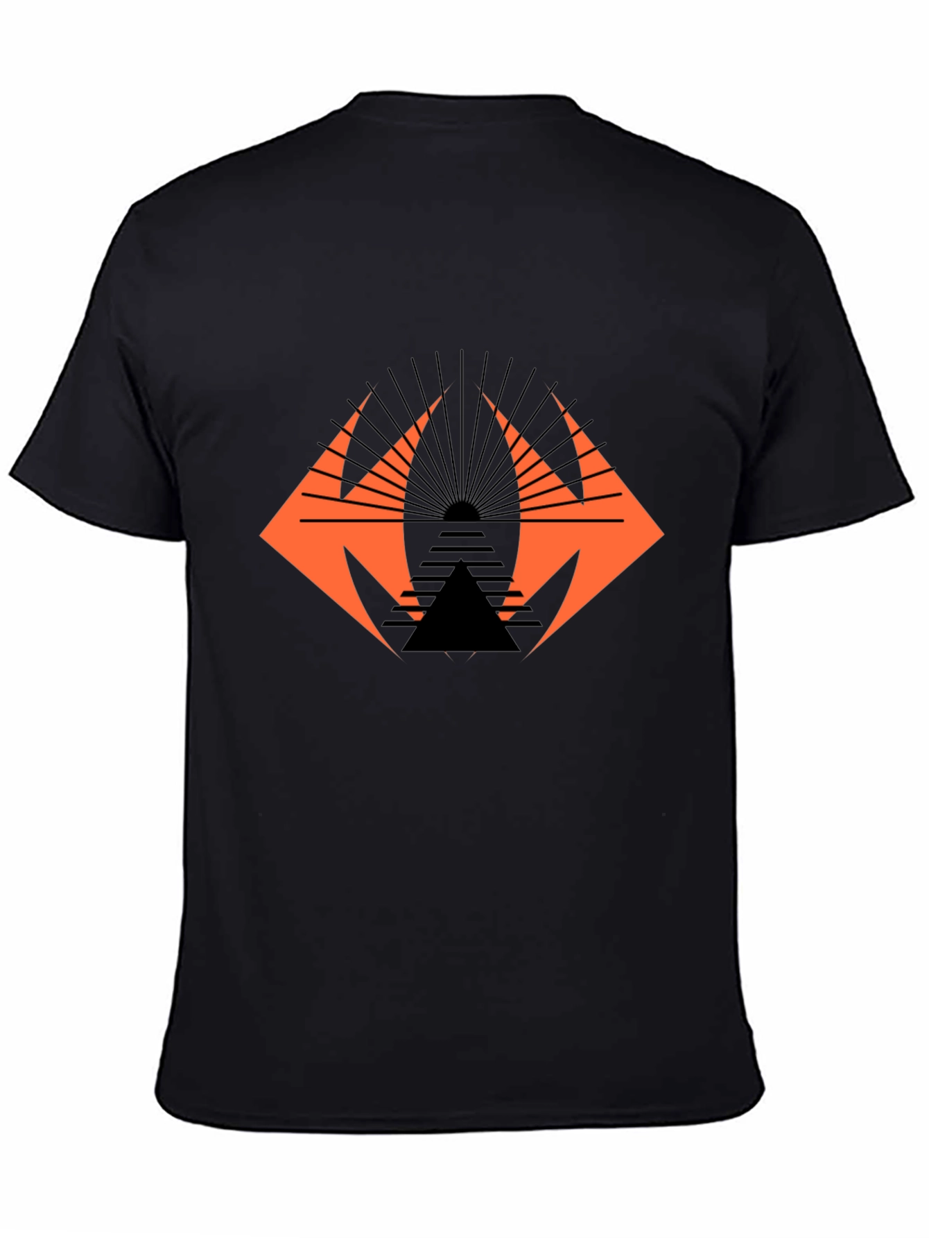 Geometric Graphic Tee - Edgy Black Cotton T-Shirt