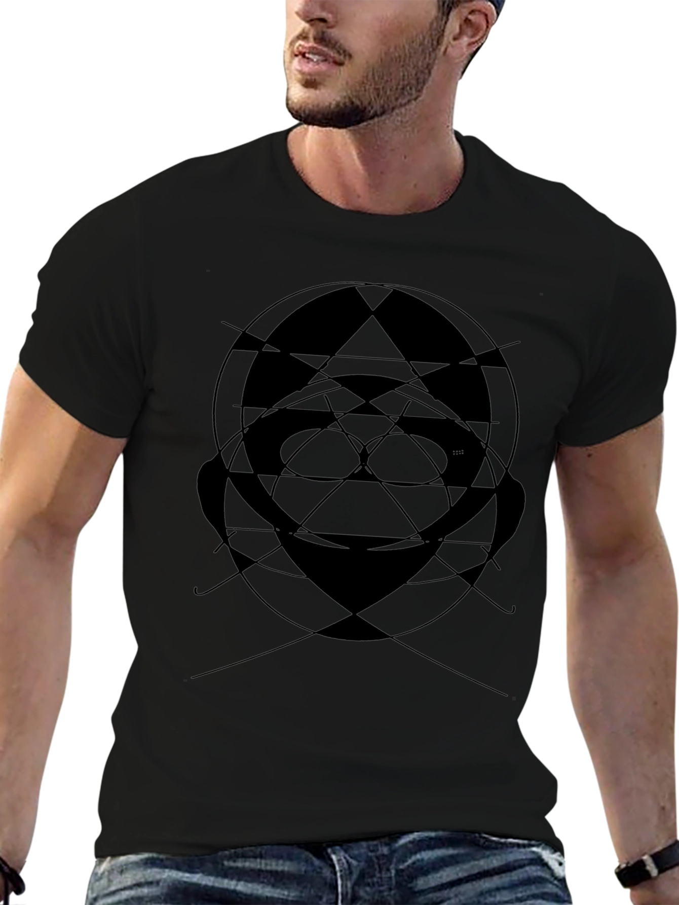 Abstract Graphic Print Black T-Shirt