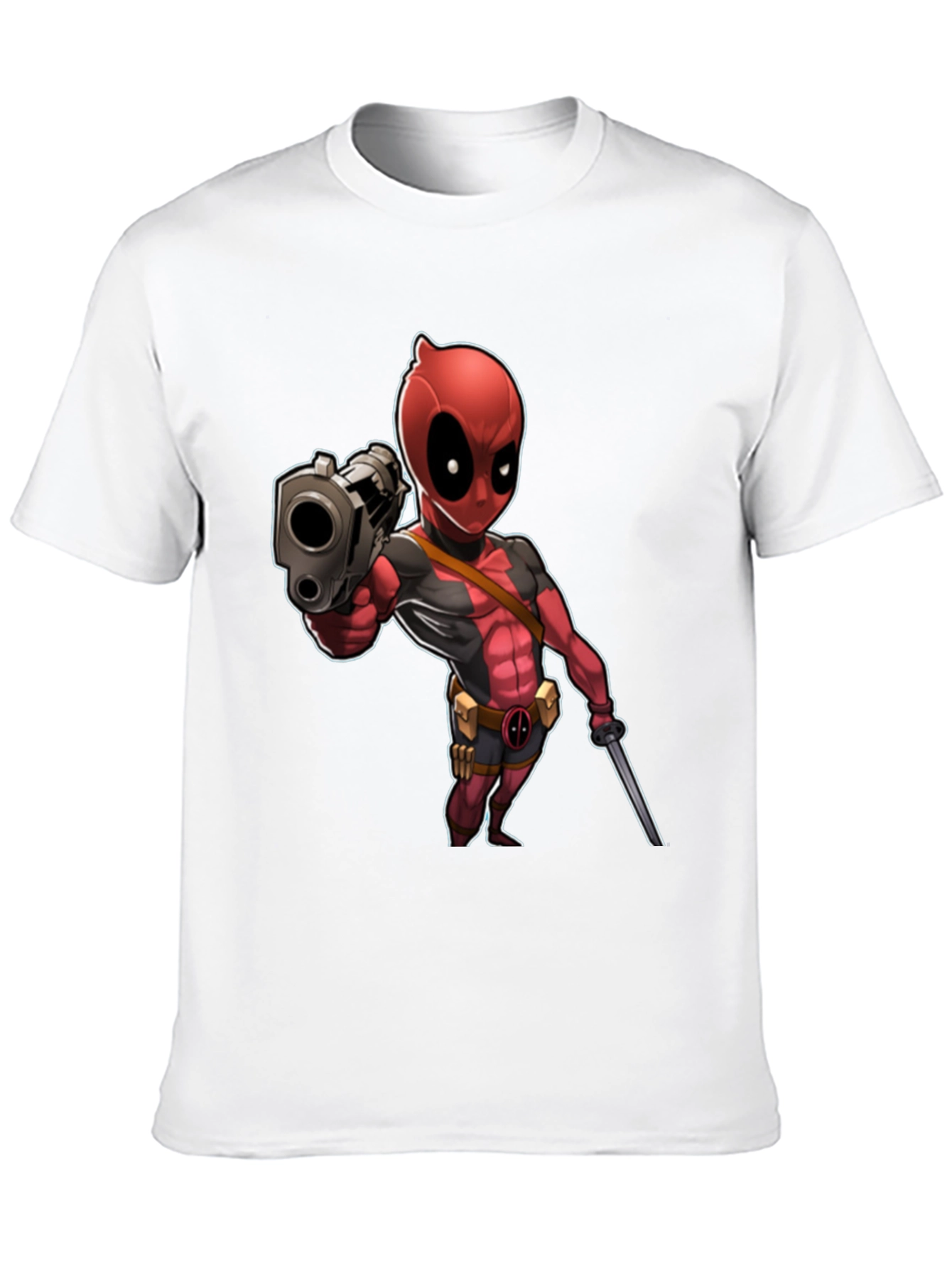 Deadpool Cartoon Graphic Print Black T-Shirt