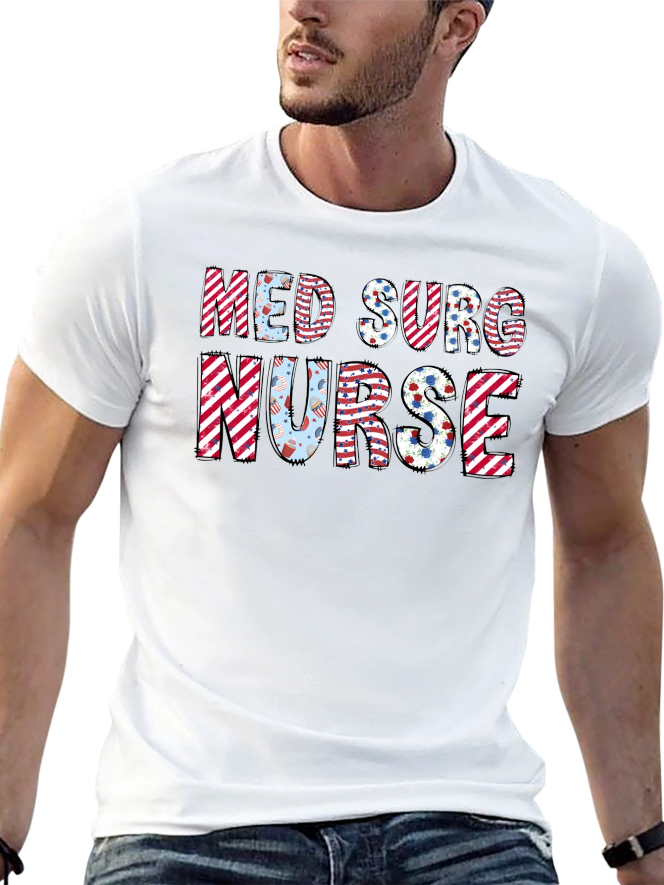 Med Surg Nurse T-Shirt - Patriotic Design