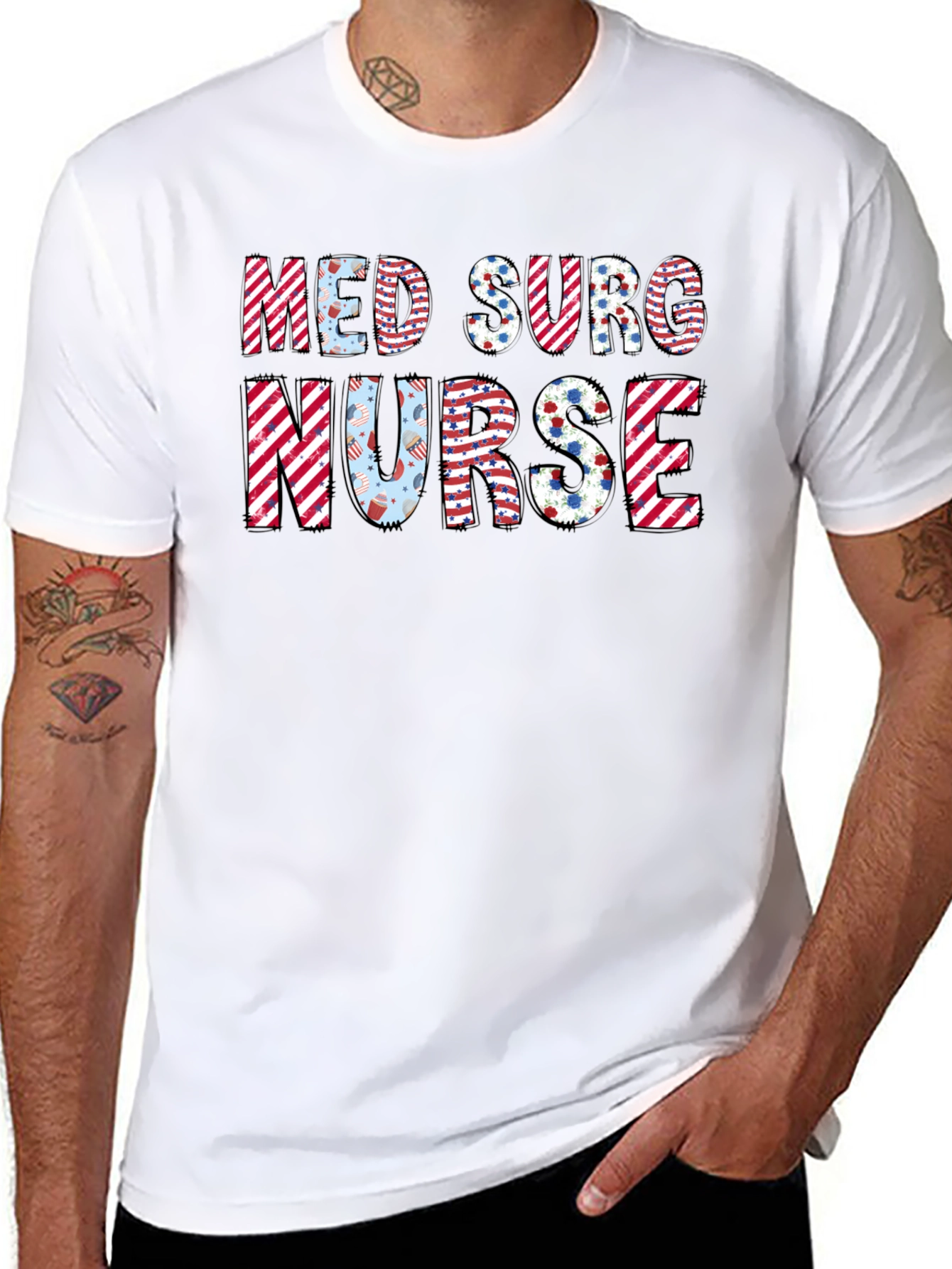 Med Surg Nurse T-Shirt - Patriotic Design