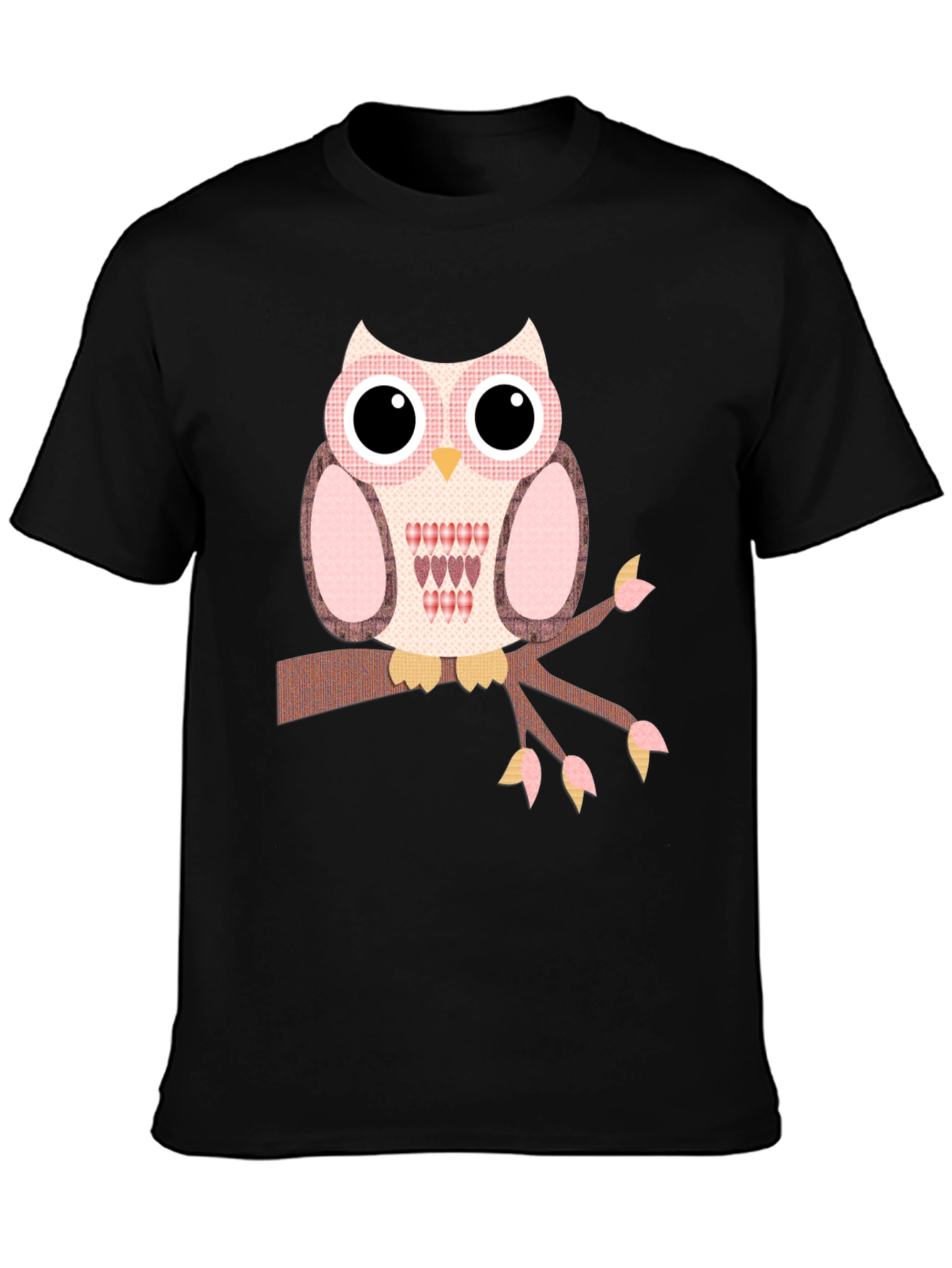 Owl Graphic T-Shirt - Cute Bird on Branch Design