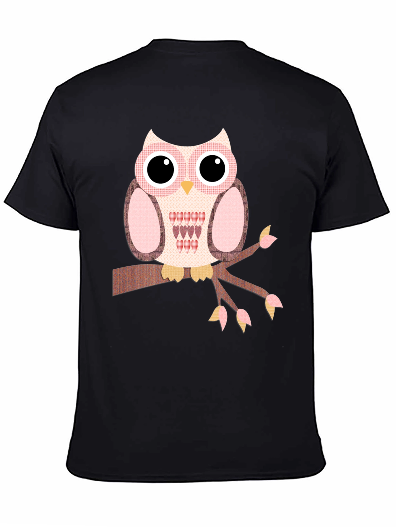 Owl Graphic T-Shirt - Cute Bird on Branch Design