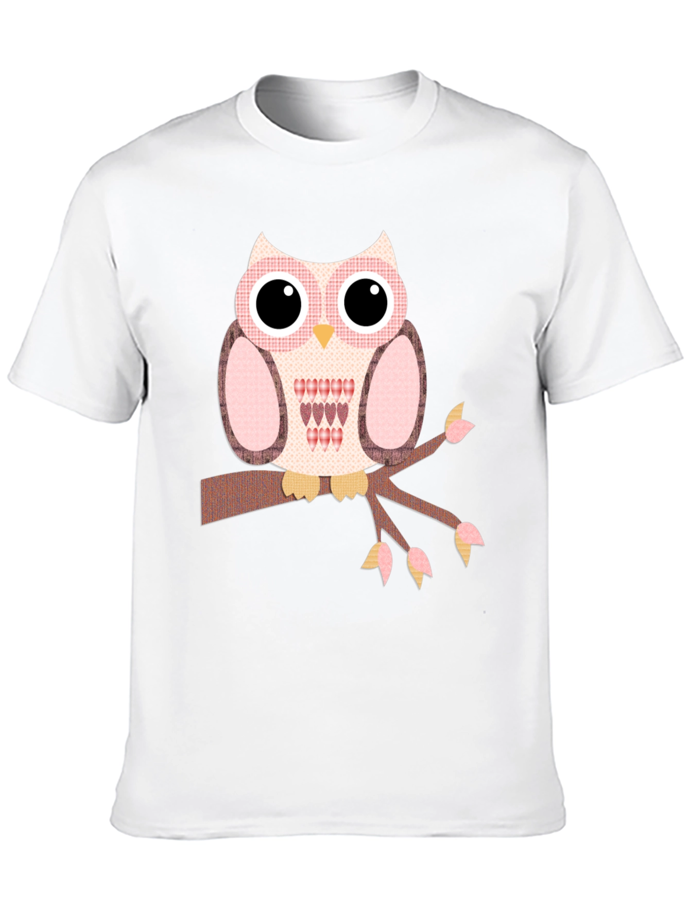 Owl Graphic T-Shirt - Cute Bird on Branch Design