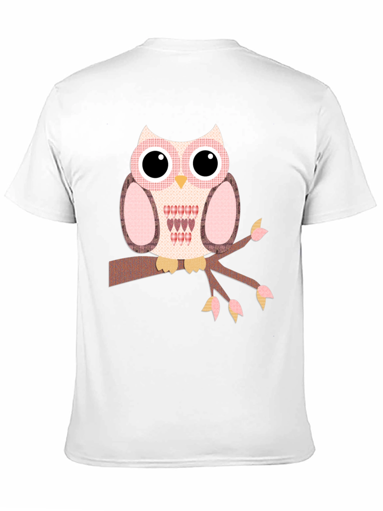 Owl Graphic T-Shirt - Cute Bird on Branch Design
