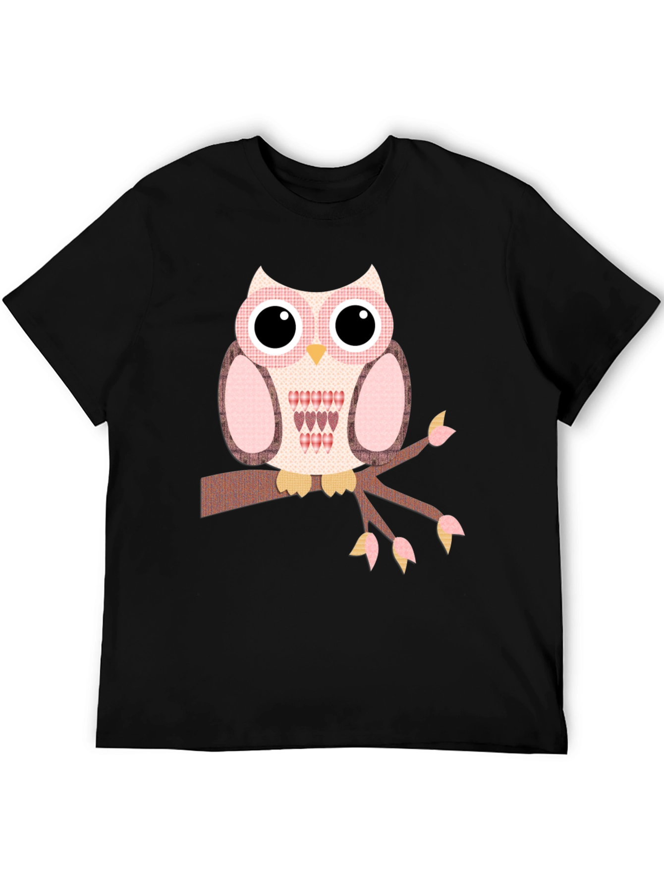 Owl Graphic T-Shirt - Cute Bird on Branch Design