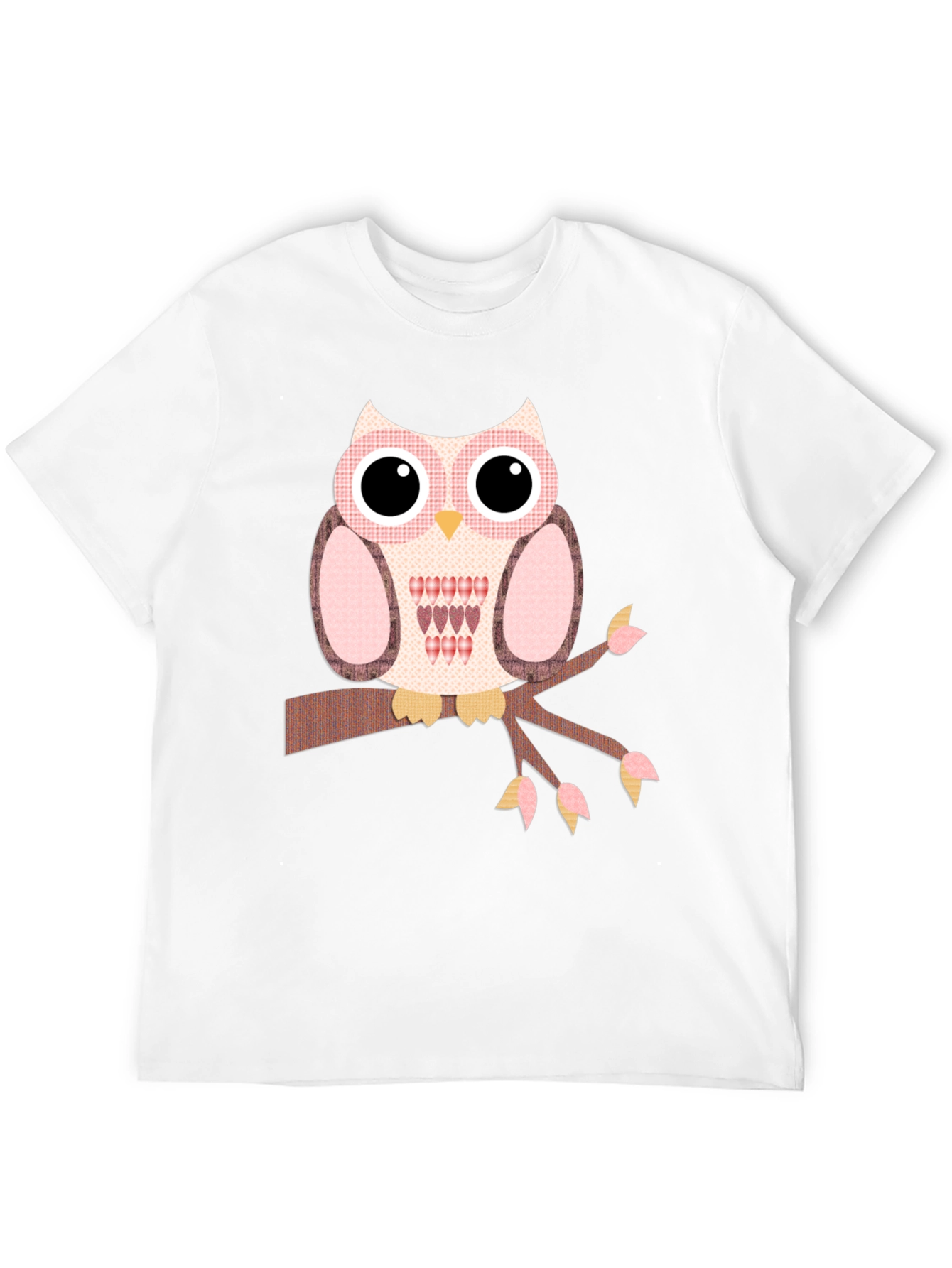 Owl Graphic T-Shirt - Cute Bird on Branch Design