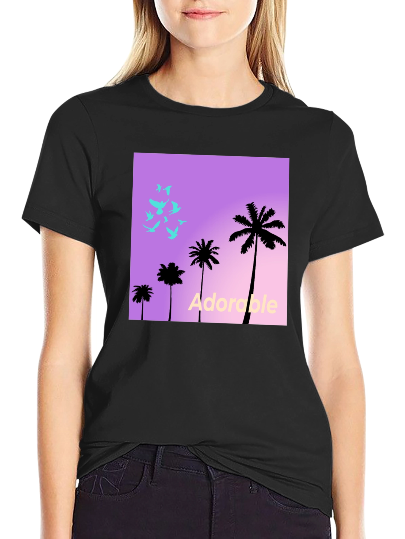 Trendy Palm Tree Graphic T-Shirt