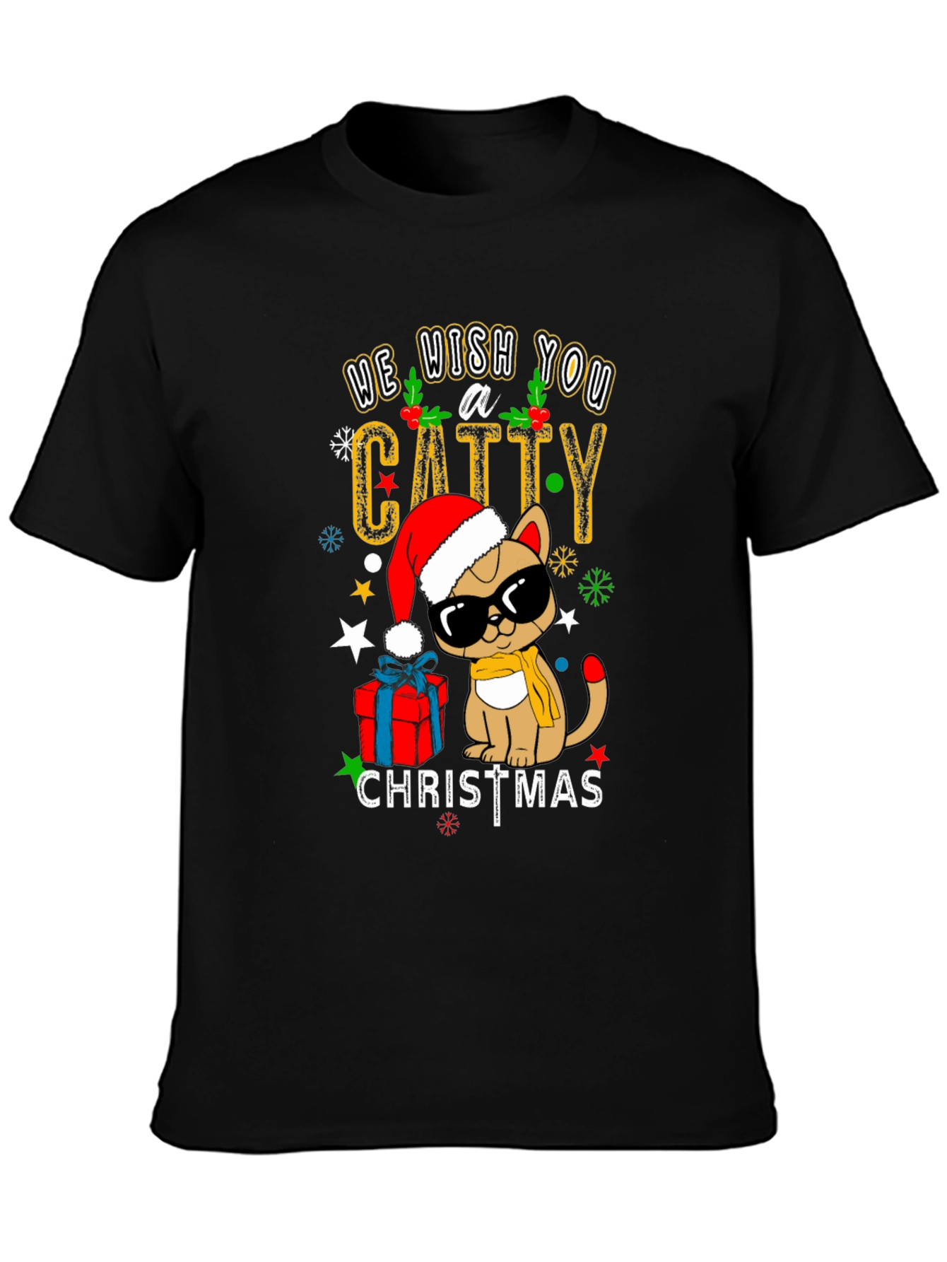 Catty Christmas T-Shirt - Holiday Festive Wear