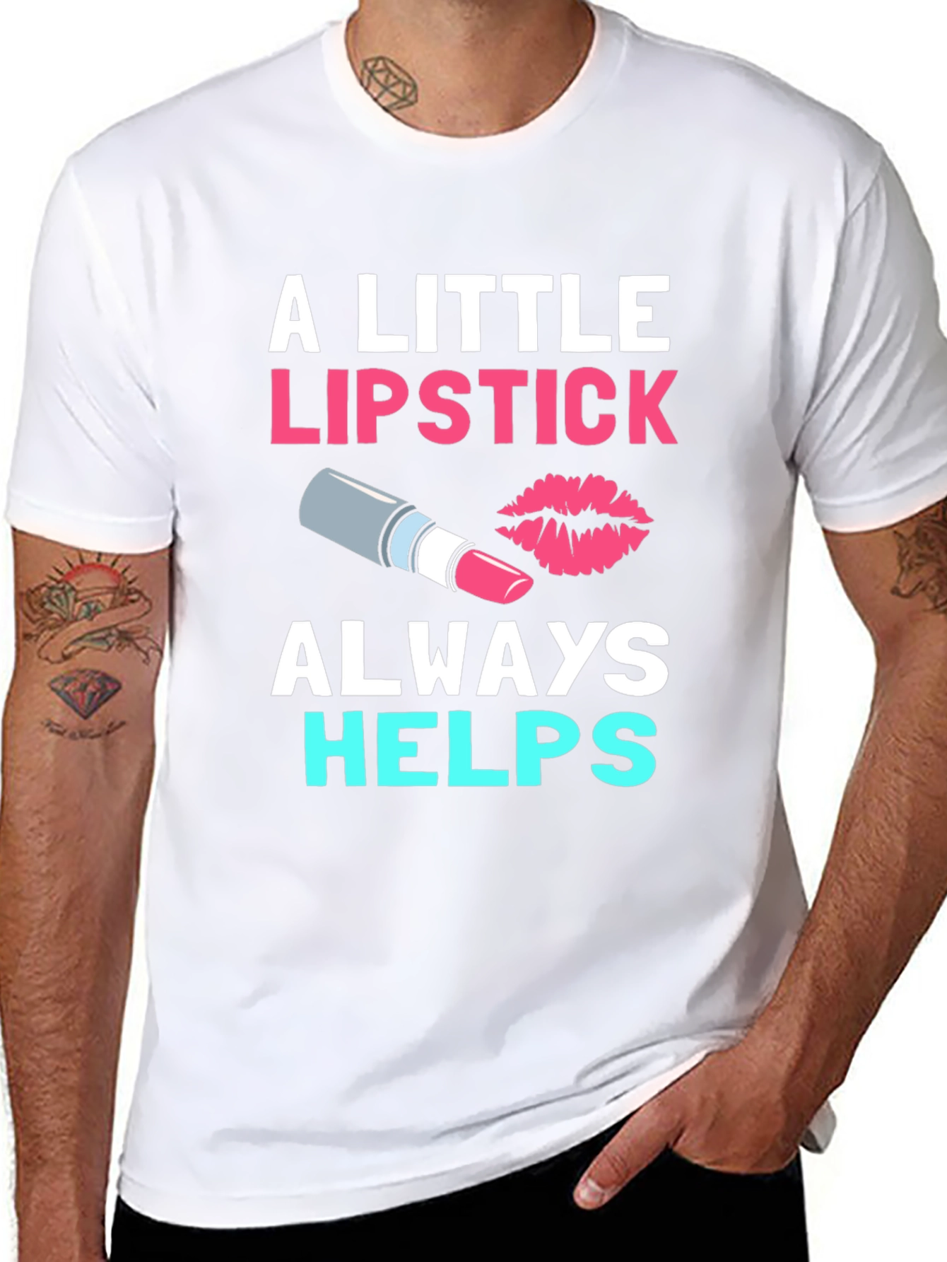 A Little Lipstick Always Helps Black Tee