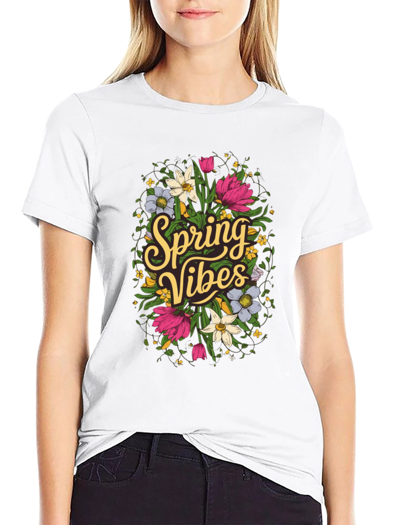 Spring Vibes Floral Graphic T-Shirt