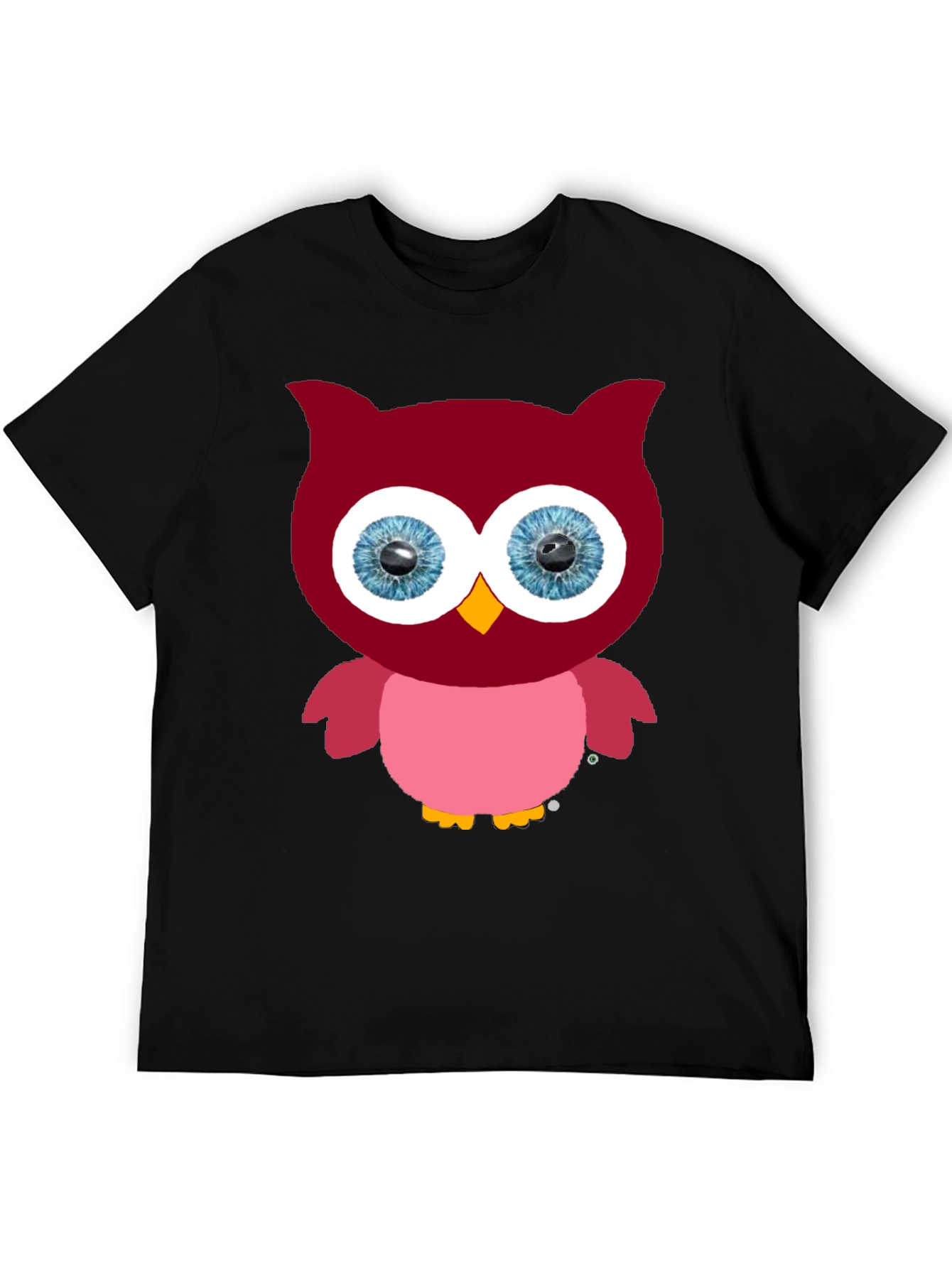 Cartoon Owl Graphic Tee - Black Cotton Blend