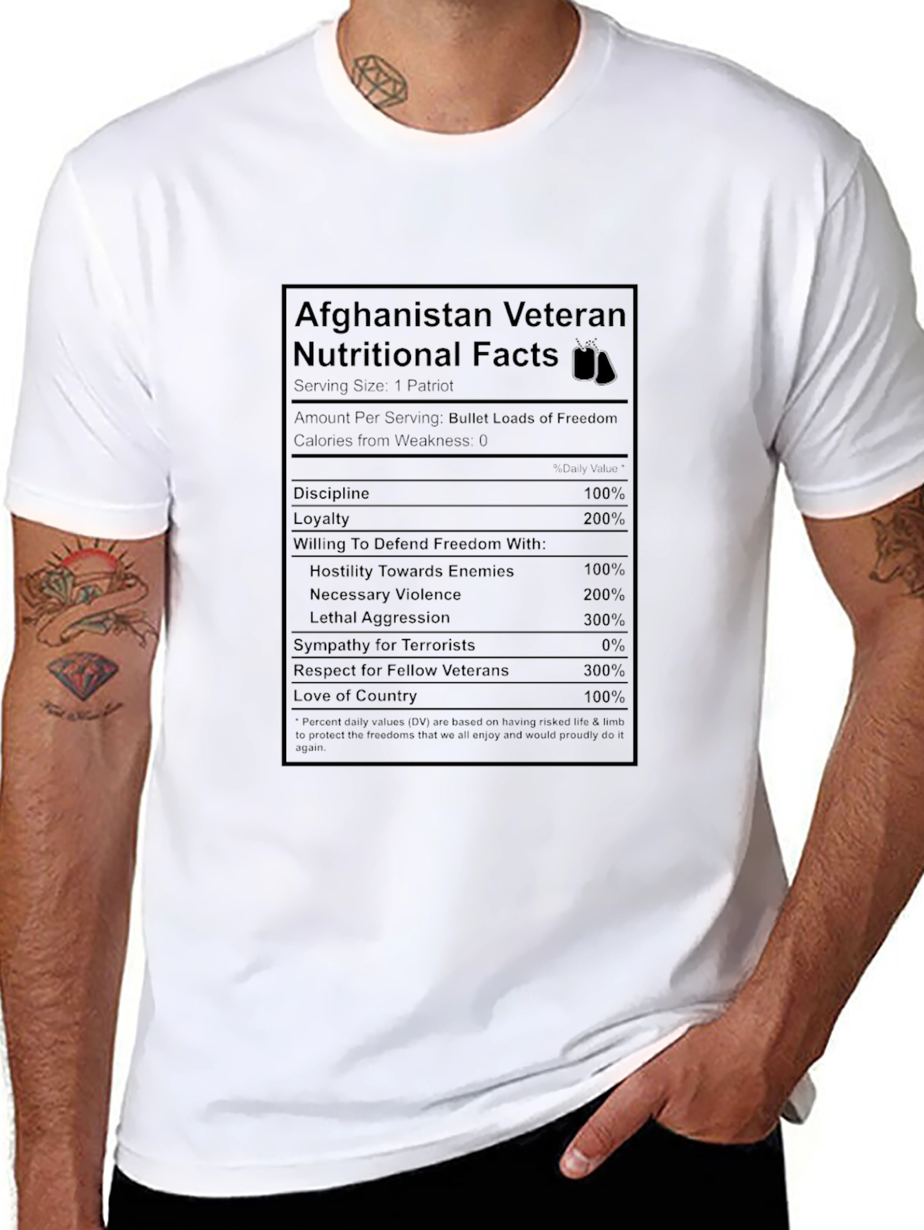 Afghanistan Veteran Nutritional Facts T-Shirt