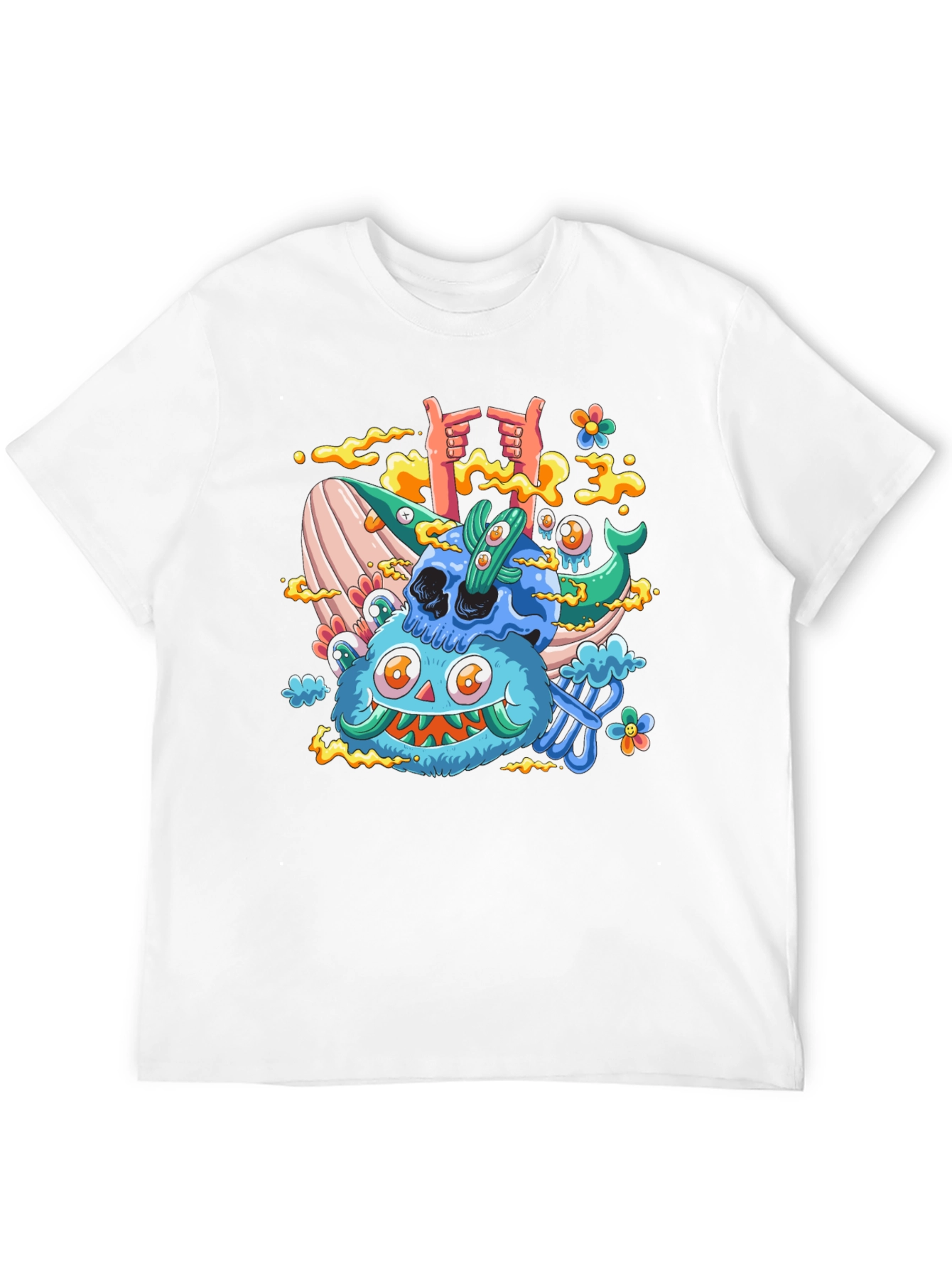 Cartoon Skull & Monster Black T-Shirt