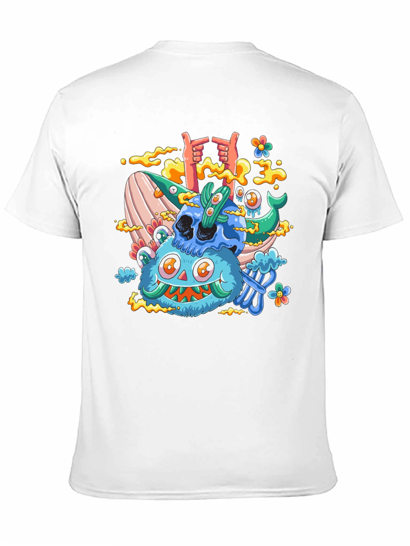 Cartoon Skull & Monster Black T-Shirt