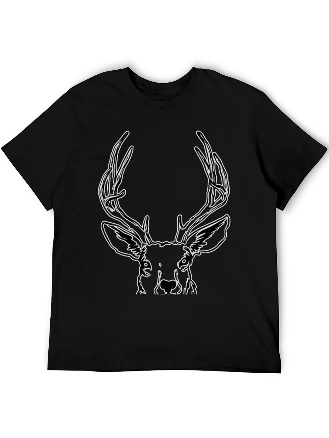 Buck Outline Graphic Tee - Stylish Mens Black T-Shirt