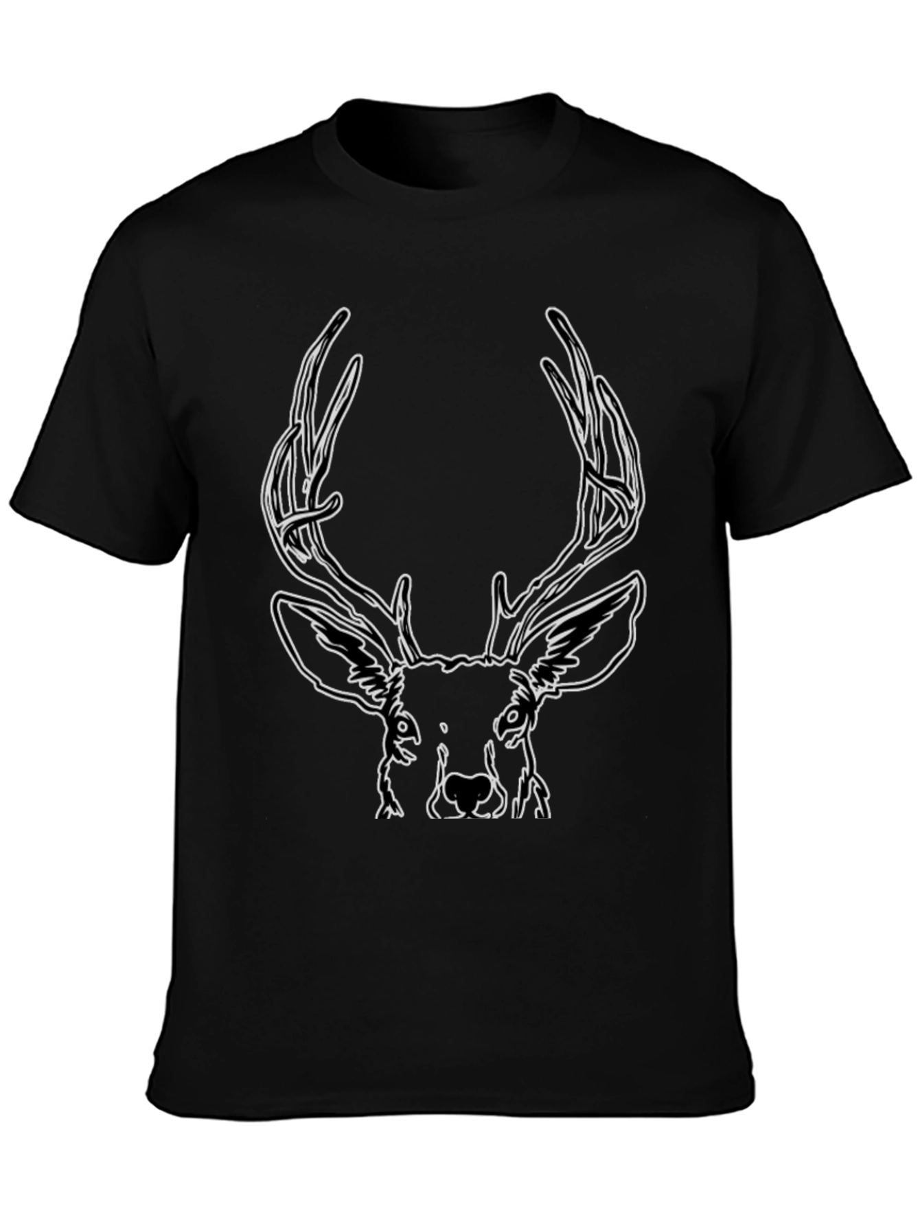 Buck Outline Graphic Tee - Stylish Mens Black T-Shirt