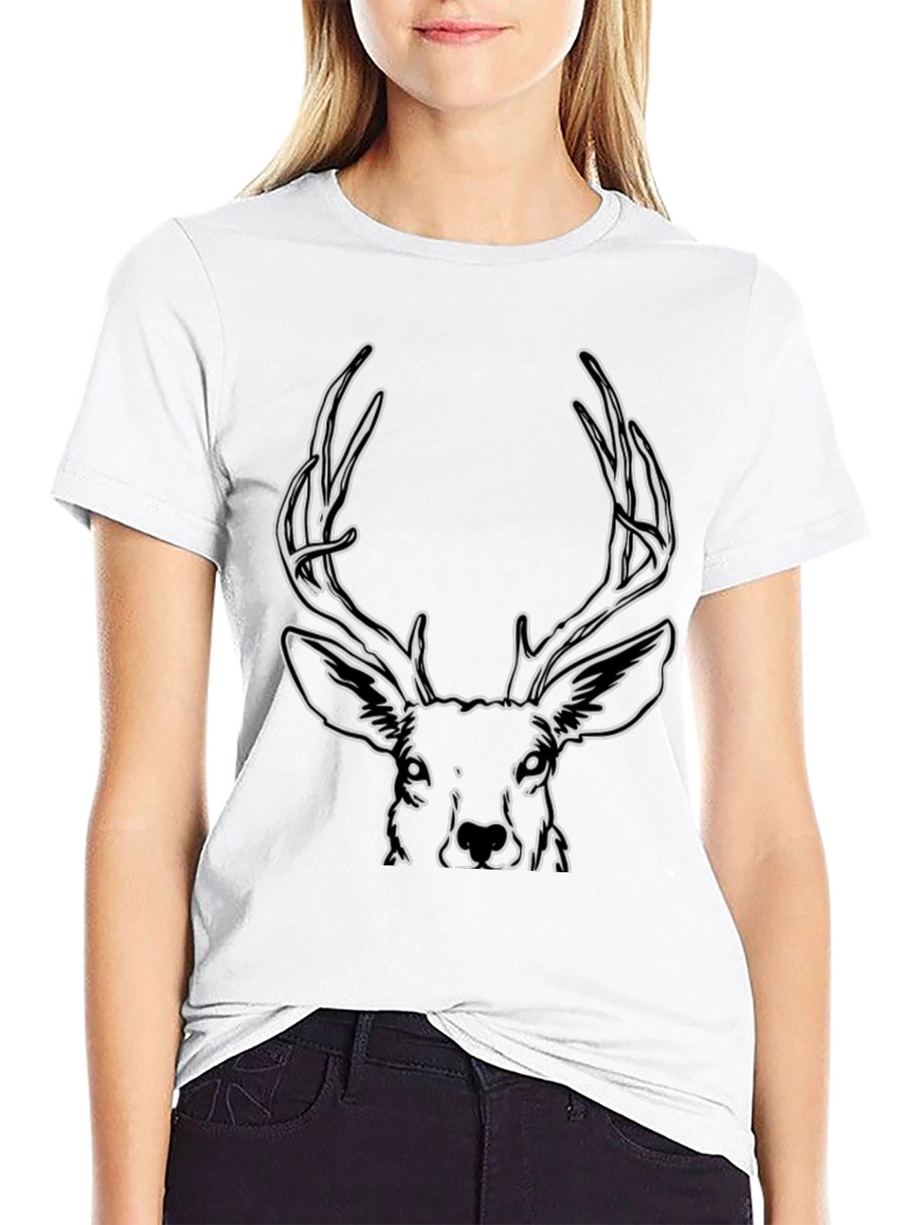 Buck Outline Graphic Tee - Stylish Mens Black T-Shirt