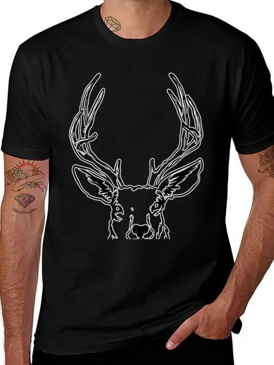 Buck Outline Graphic Tee - Stylish Mens Black T-Shirt