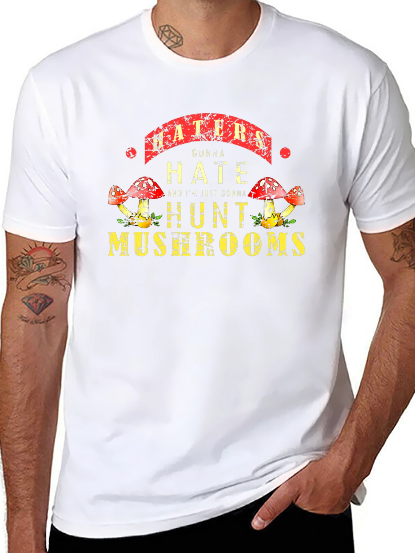 Haters Gonna Hate Hunt Mushrooms Black Tee