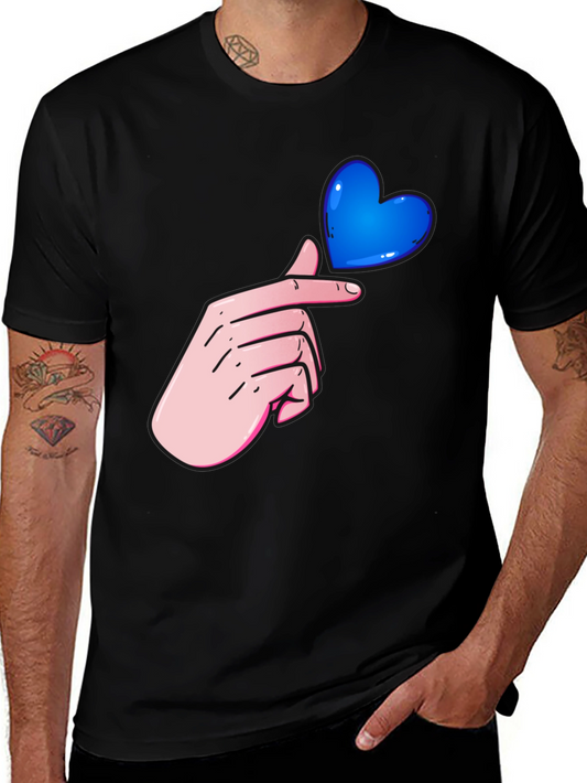 Finger Heart Graphic Tee - Black Unisex Shirt