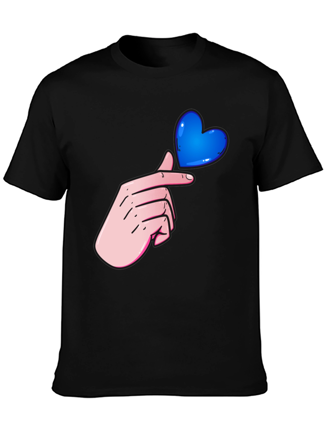 Finger Heart Graphic Tee - Black Unisex Shirt