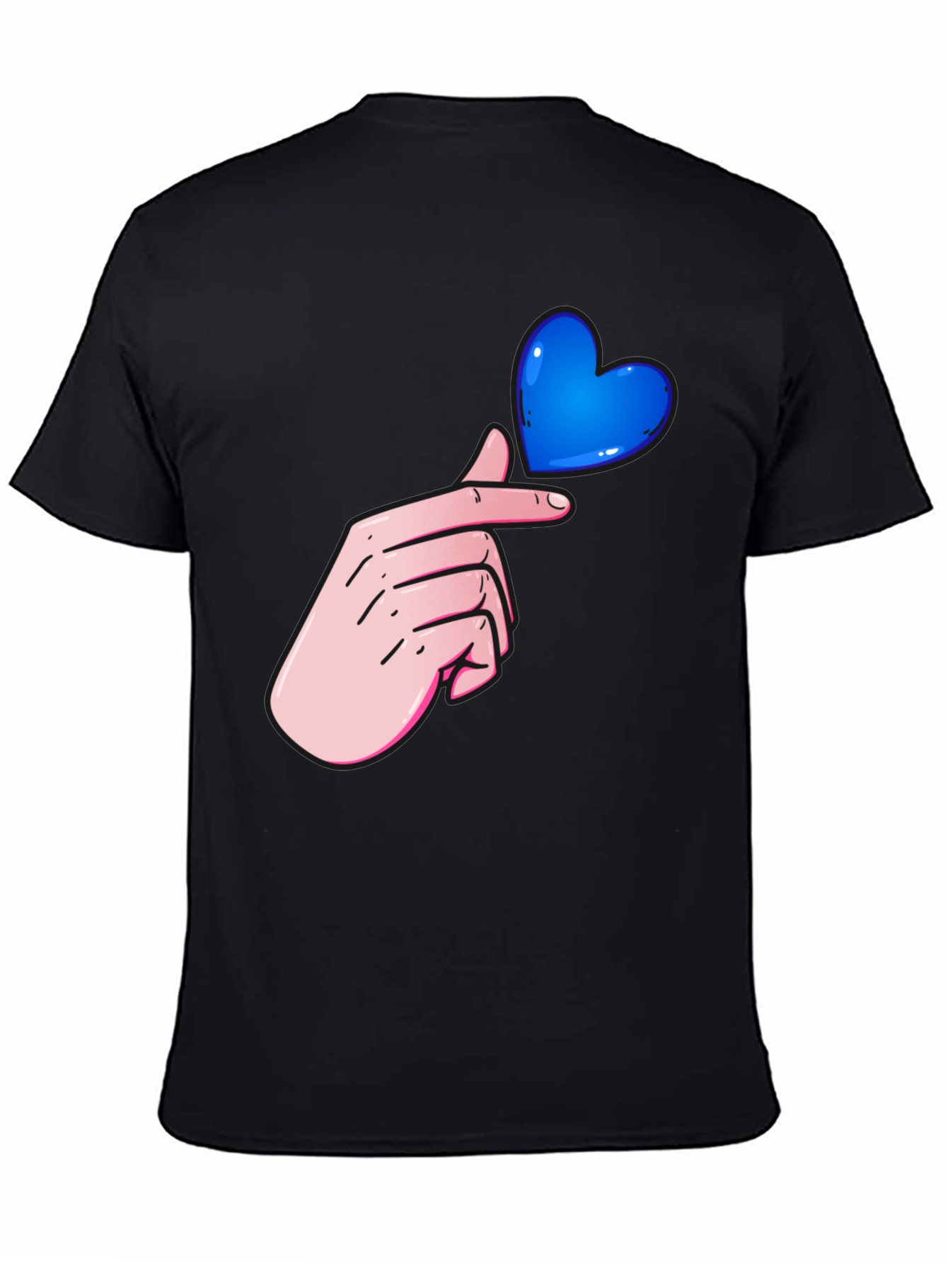 Finger Heart Graphic Tee - Black Unisex Shirt