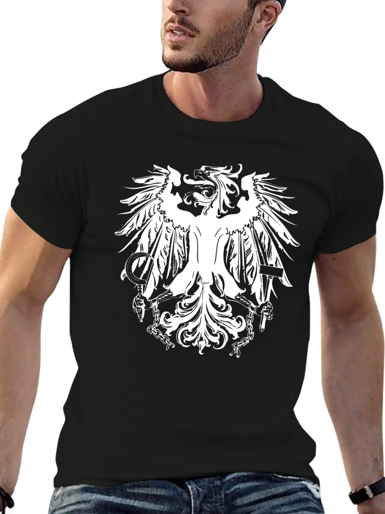 Eagle Crest Graphic Print Black T-Shirt