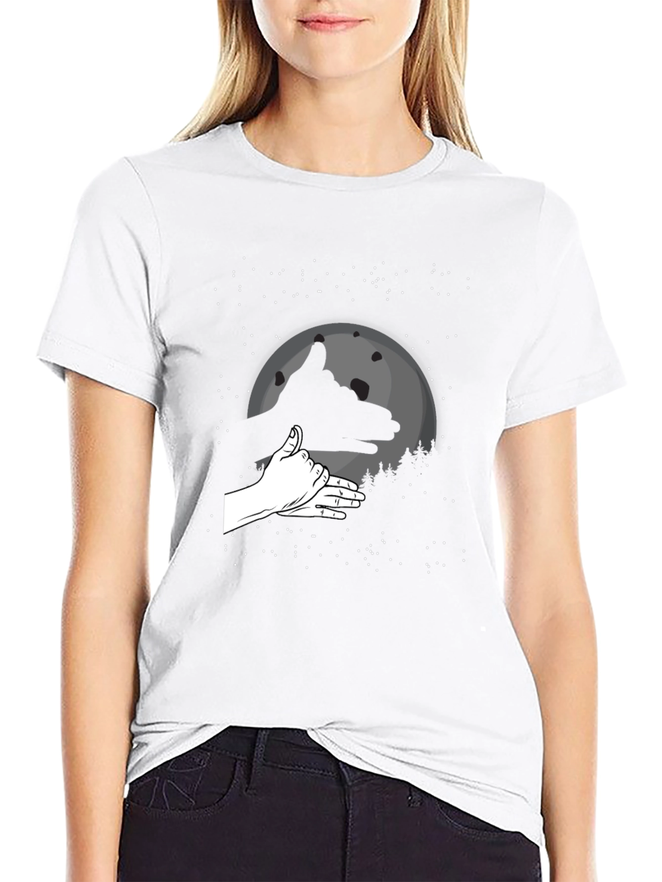 Wolf Hand Shadow T-Shirt - Black