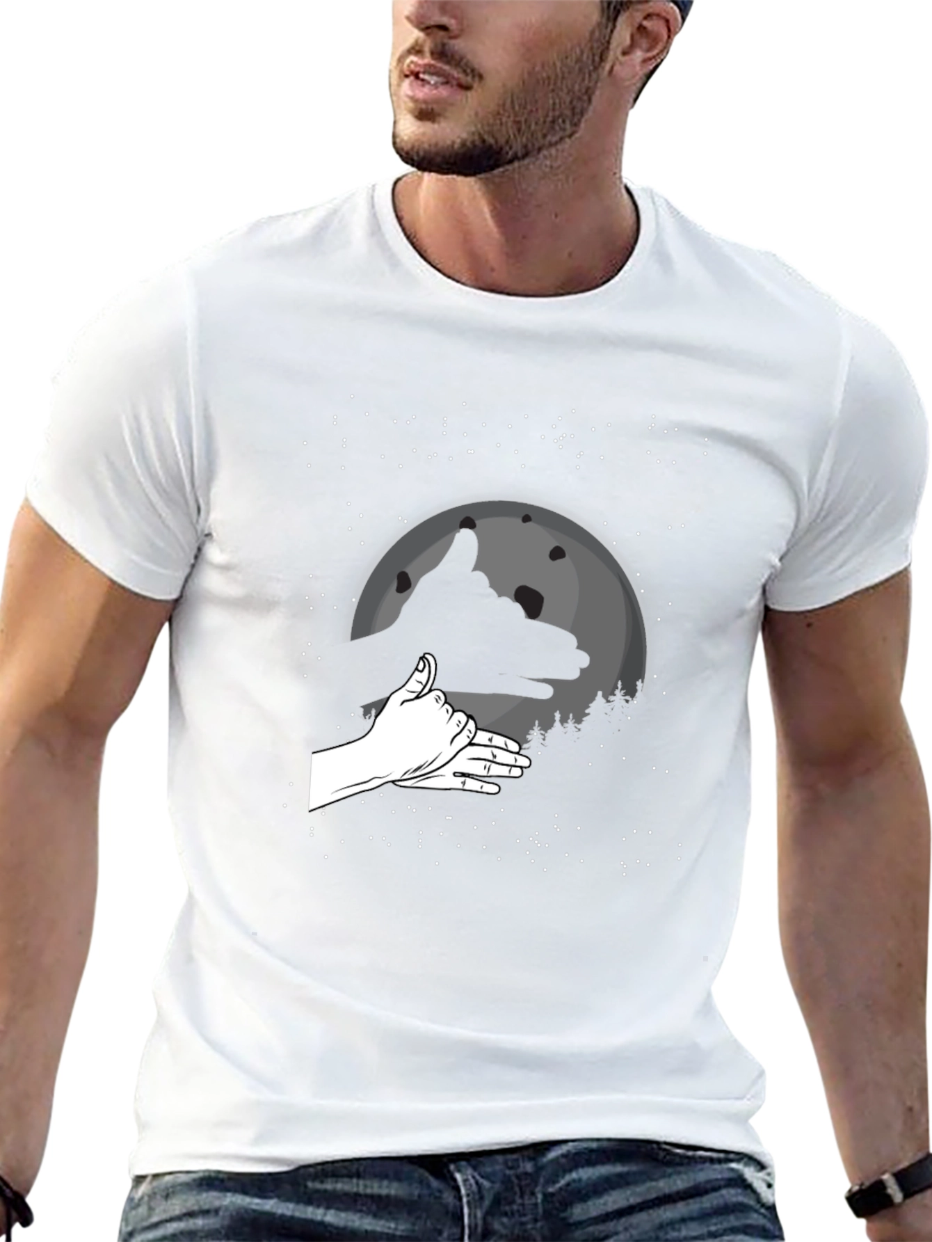 Wolf Hand Shadow T-Shirt - Black