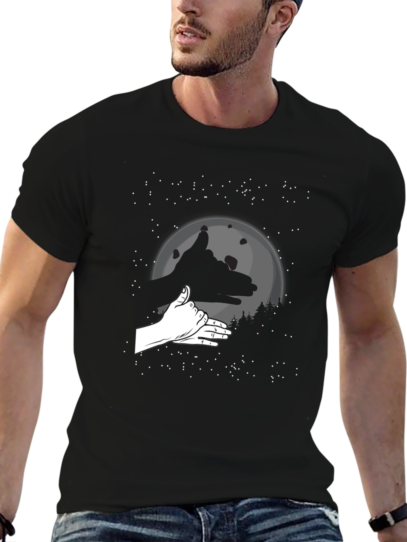 Wolf Hand Shadow T-Shirt - Black