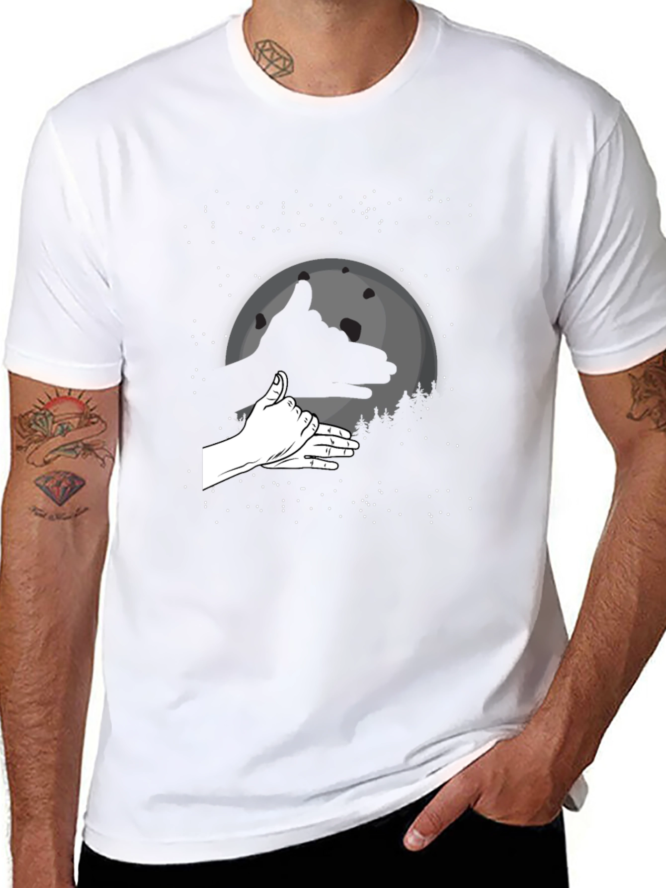 Wolf Hand Shadow T-Shirt - Black