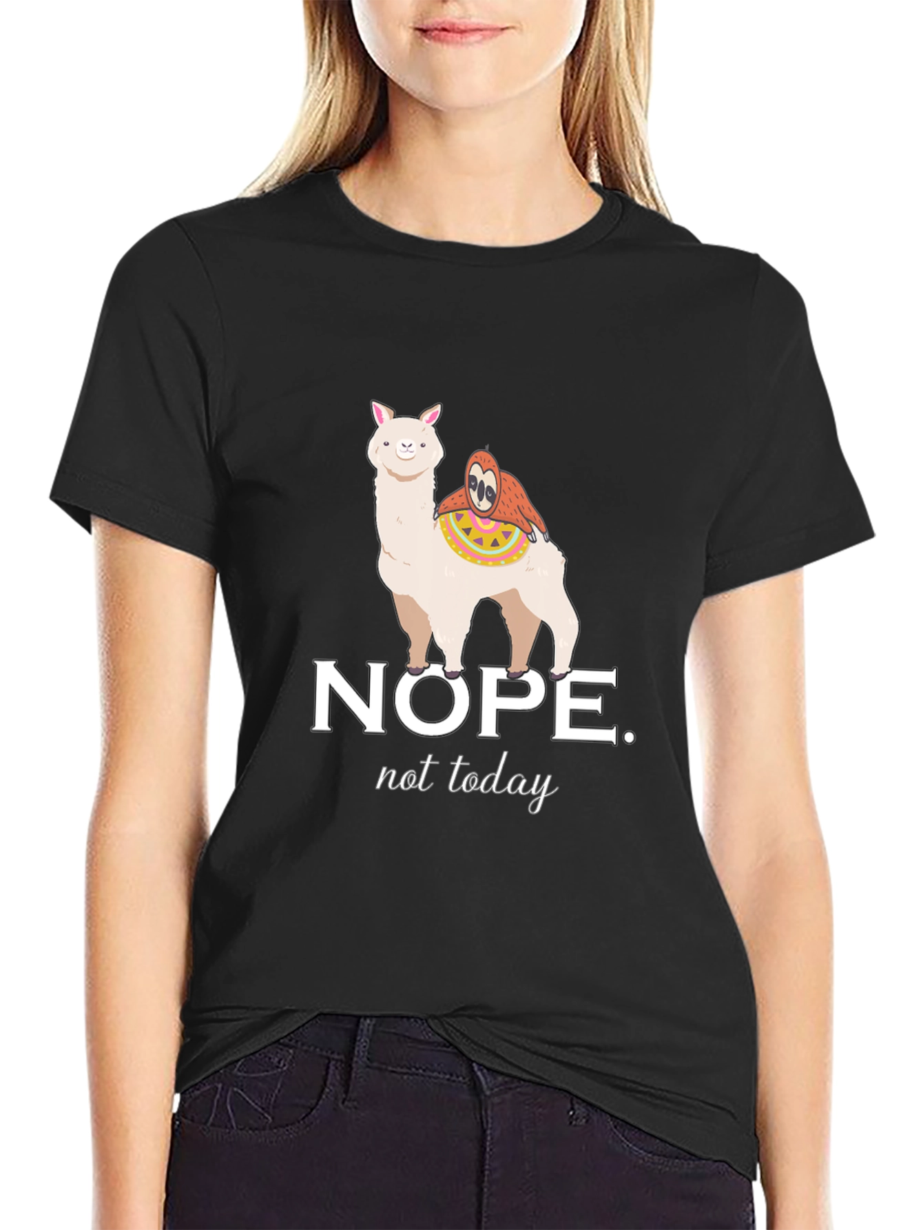 Nope Not Today T-Shirt - Llama Sloth Tee