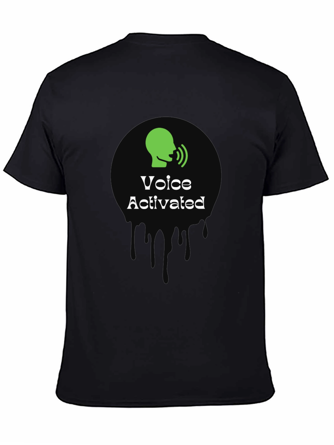 Voice Activated Graphic T-Shirt - Black Crew Neck